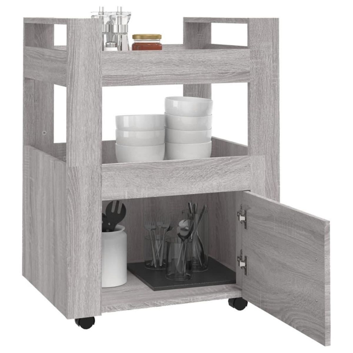 VIDAXL Chariot de cuisine Sonoma gris 60x45x80 cm Bois d'ingenierie