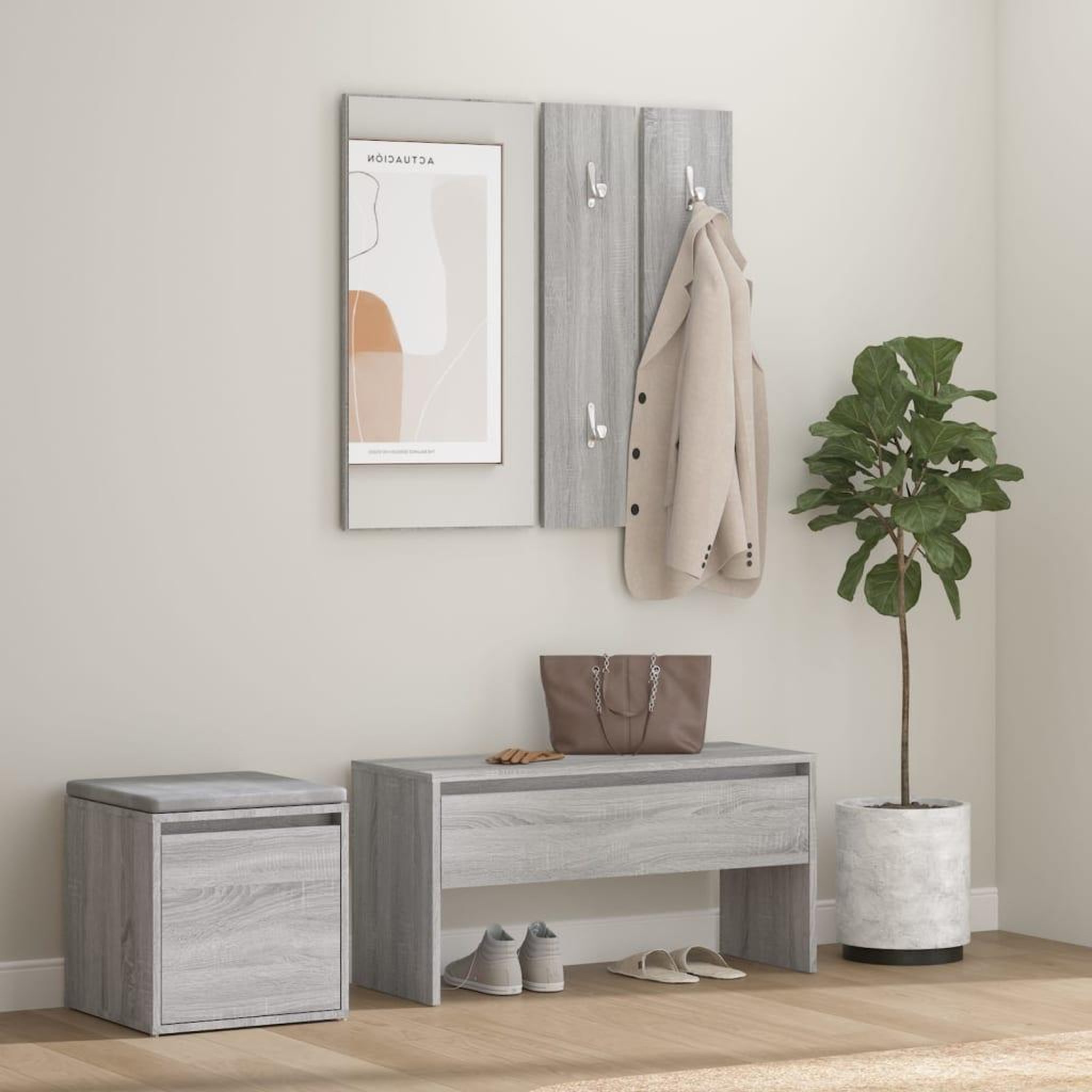 Voir la diapositive 1 : VIDAXL Ensemble de meubles de couloir Sonoma gris Bois d'ingenierie