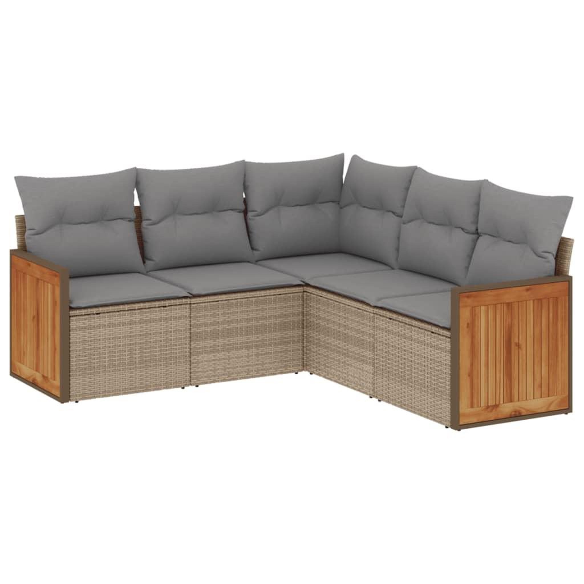 Voir la diapositive 2 : VIDAXL Salon de jardin avec coussins 5 pcs beige resine tressee