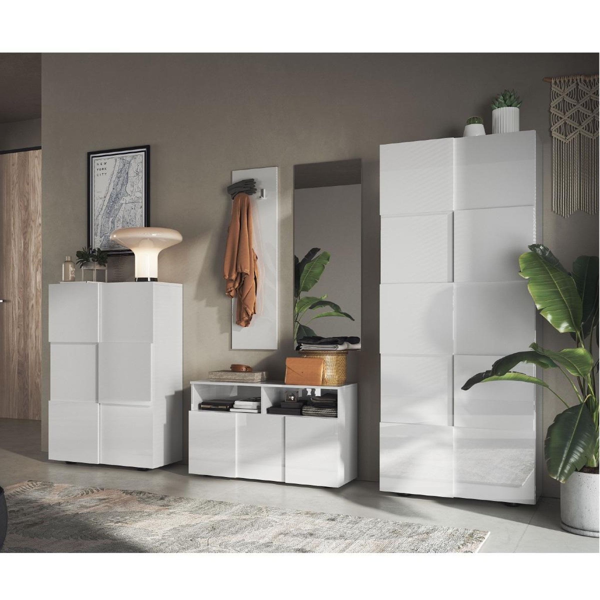 Voir la diapositive 5 : JLC KREATION Armoire design laqué blanc 2 portes MADO