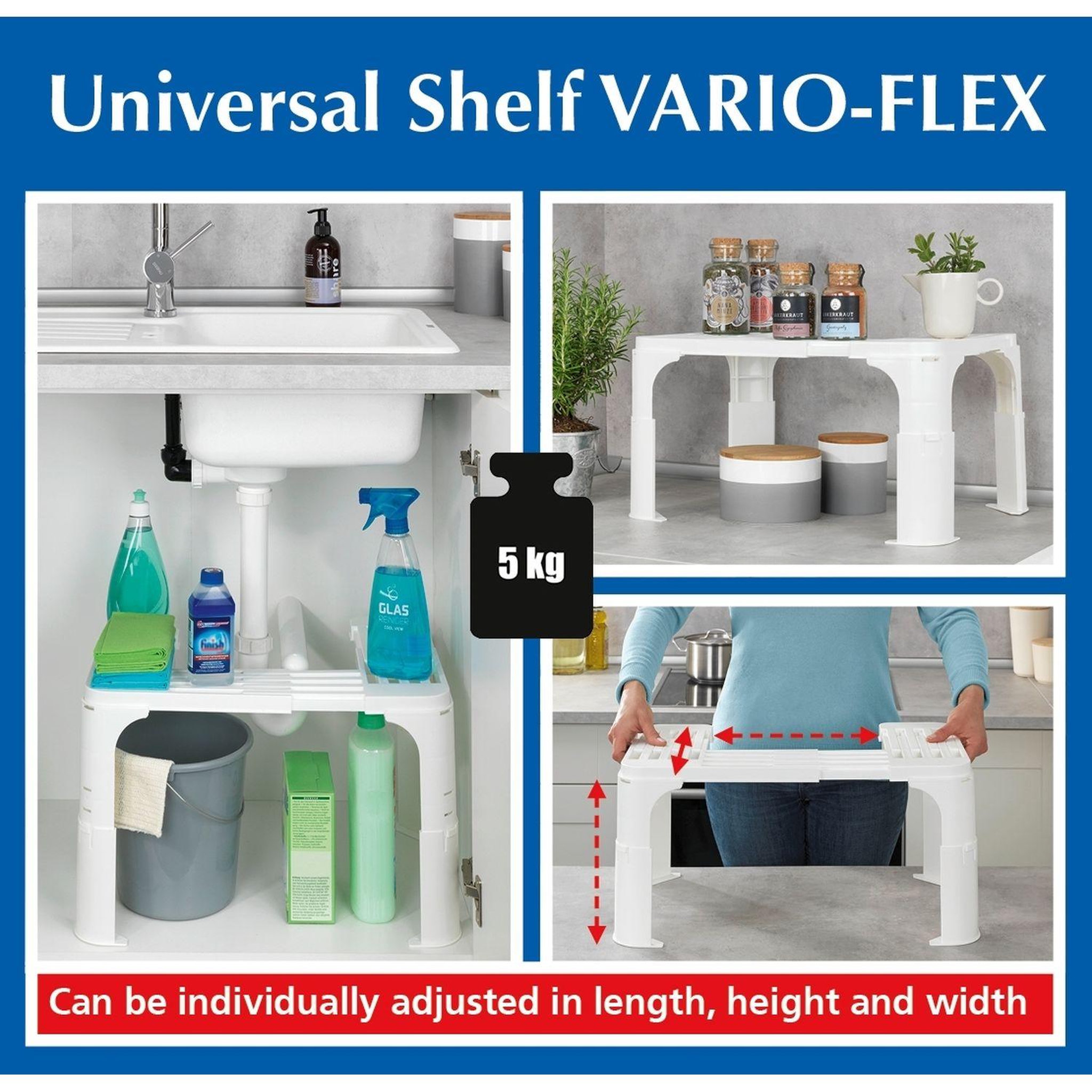 Voir la diapositive 4 : Wenko Etagère universelle multi-flex en polypropylène - blanc