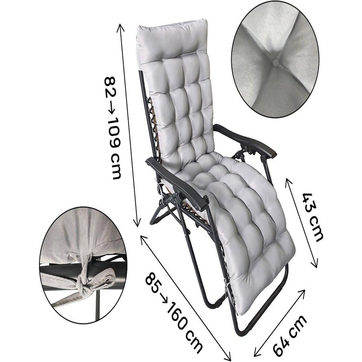 Habitat et Jardin Fauteuil de jardin relax zéro gravité avec coussin matelassé  Sintra  - Taupe