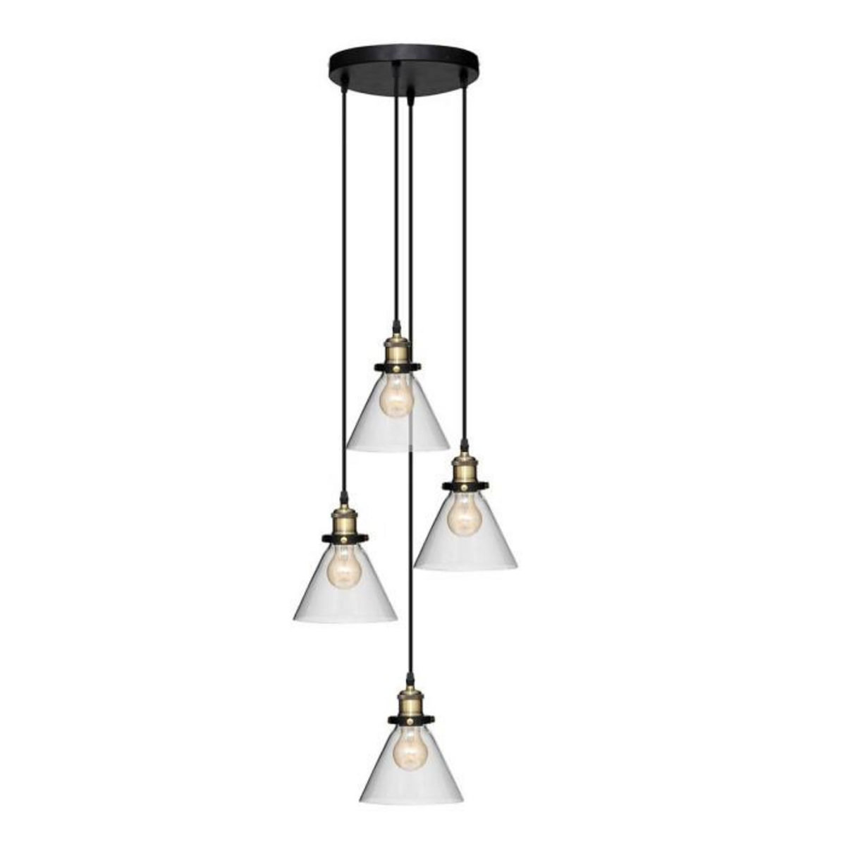 ATMOSPHERA Lampe Suspension 4 Têtes  Alak  80cm Noir