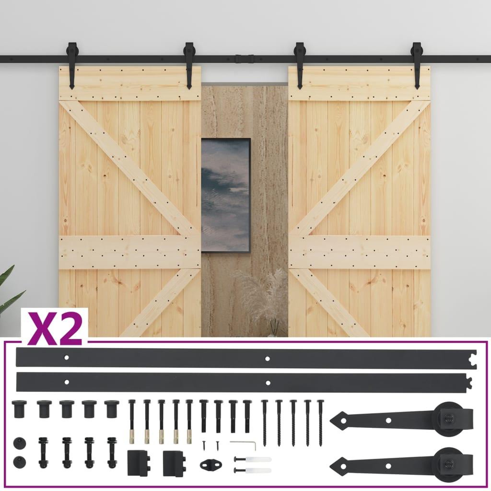 Voir la diapositive 2 : VIDAXL Porte coulissante avec kit de quincaillerie 80x210cm Pin massif