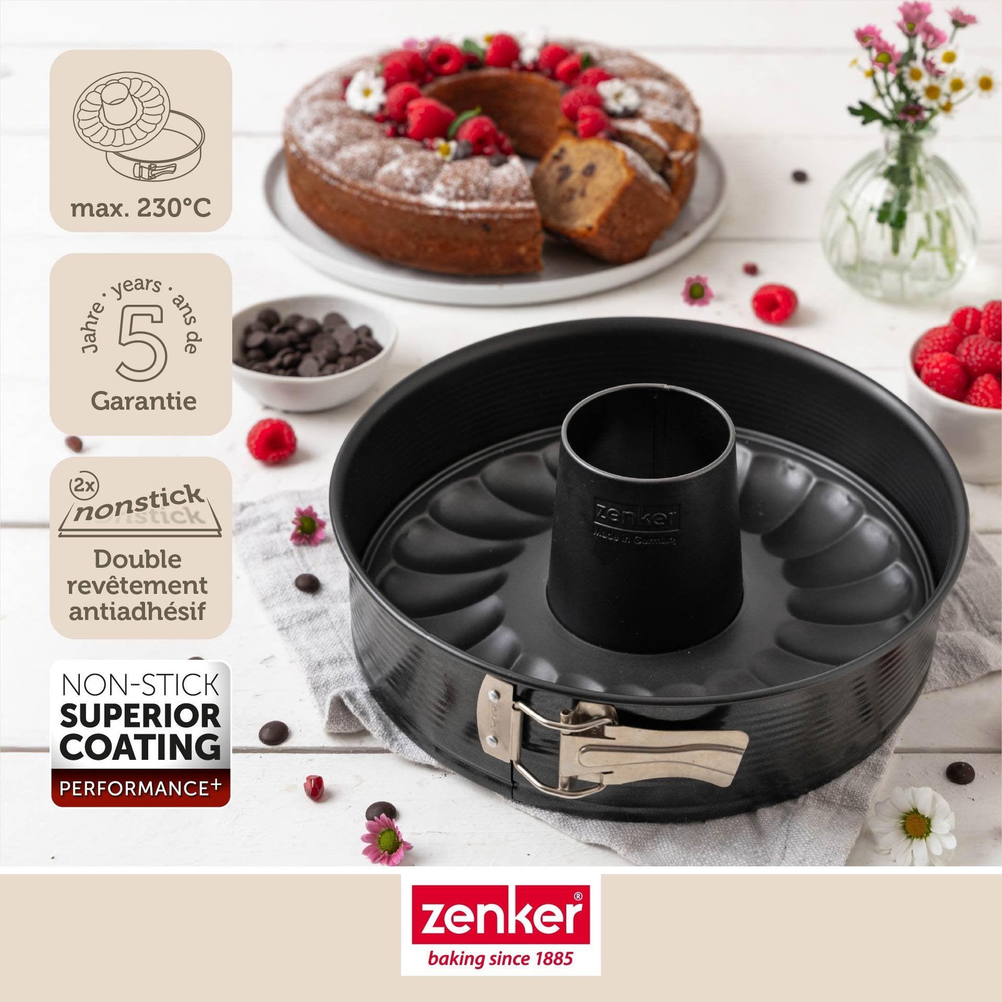 Voir la diapositive 5 : ZENKER Moule à manqué et à savarin double fond 26 cm zenker perfectback+