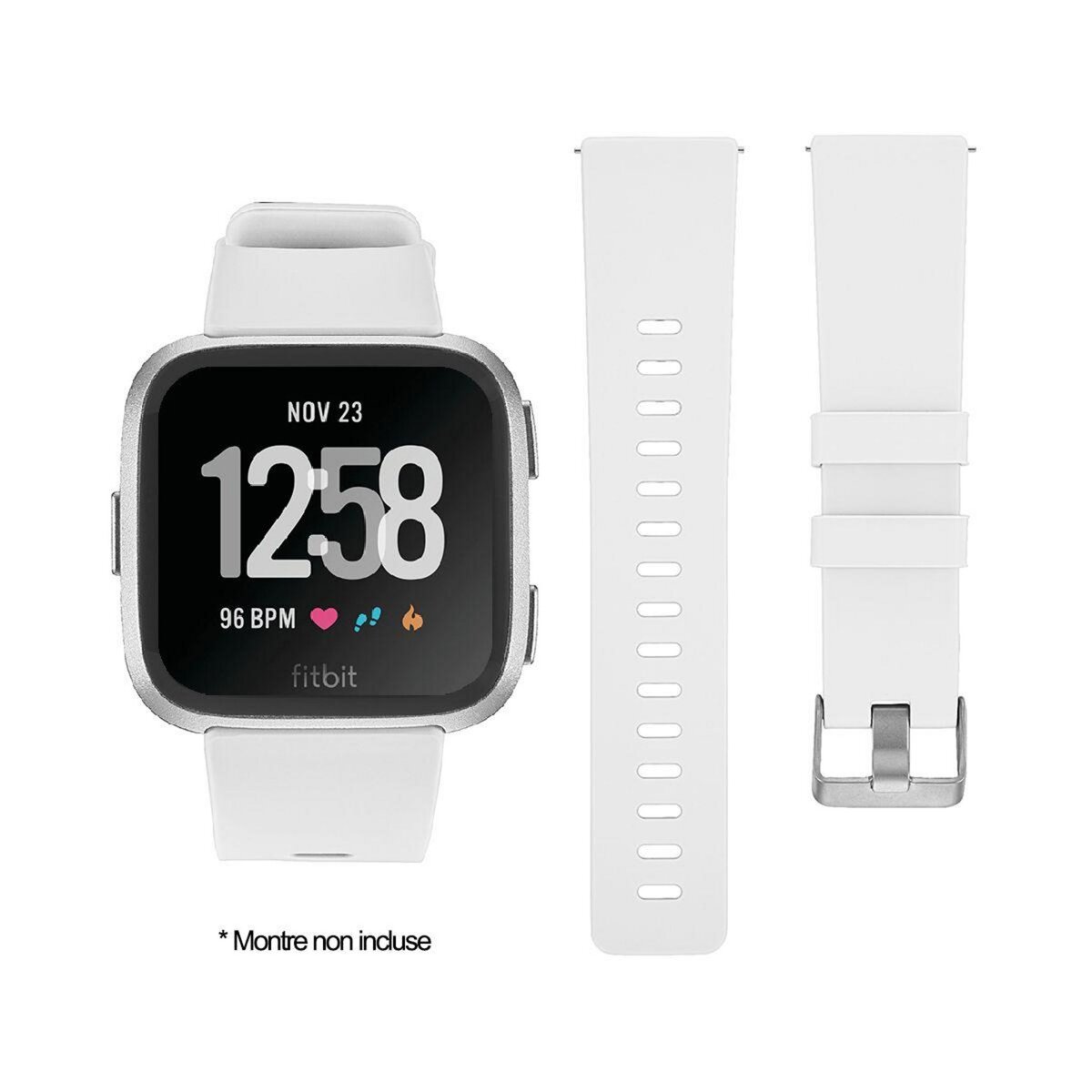 IBROZ Bracelet Fitbit Versa/Versa 2 Silicone blanc pas cher