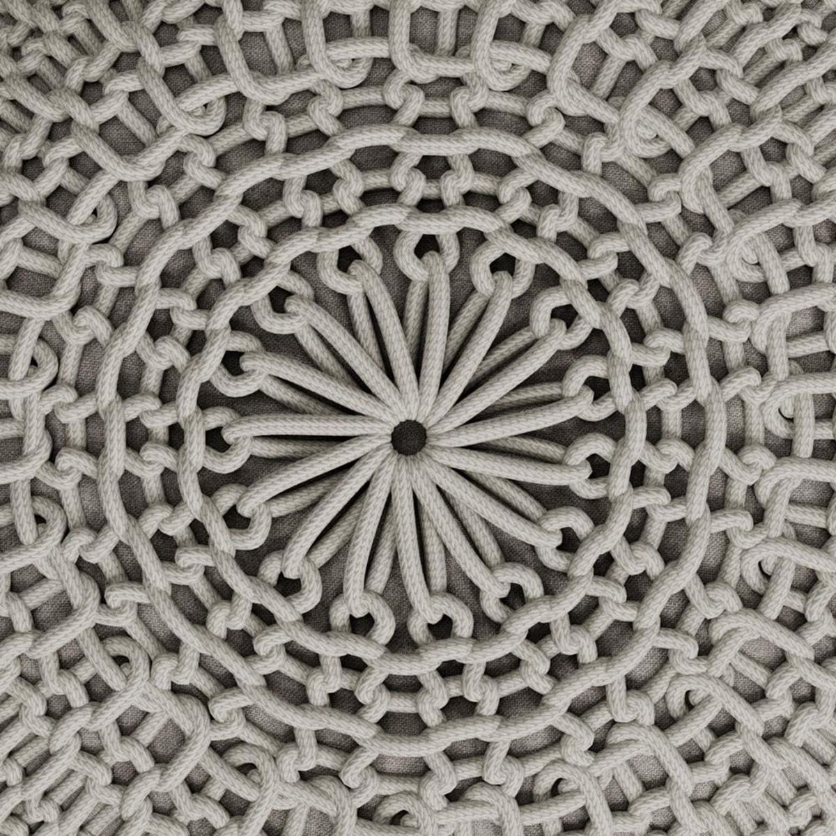 Rendez vous déco Pouf tricot rond en coton jaune moutarde D40 cm - Elisa