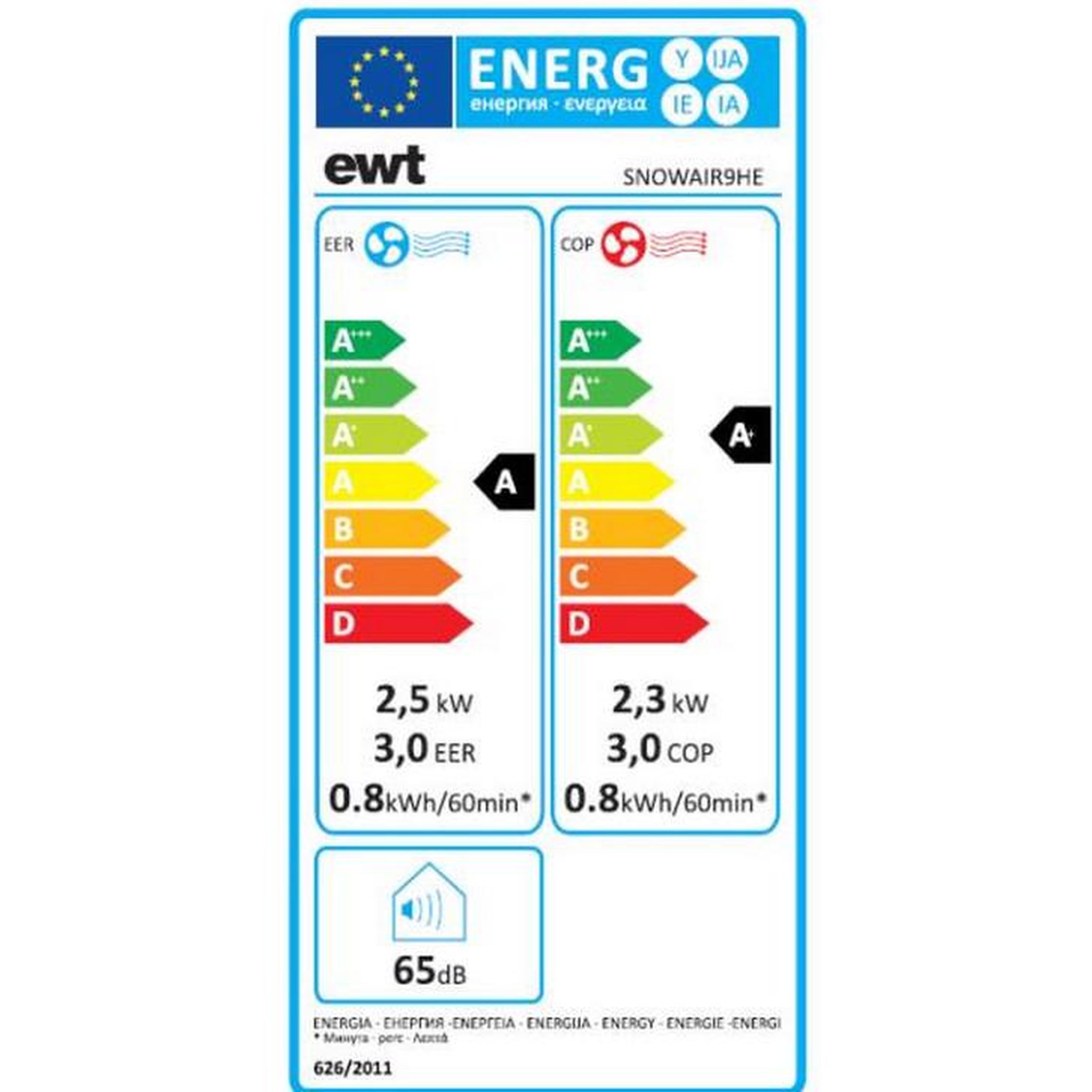Voir la diapositive 2 : Ewt Climatiseur mobile réversible 2500w 31m² - snowair9he