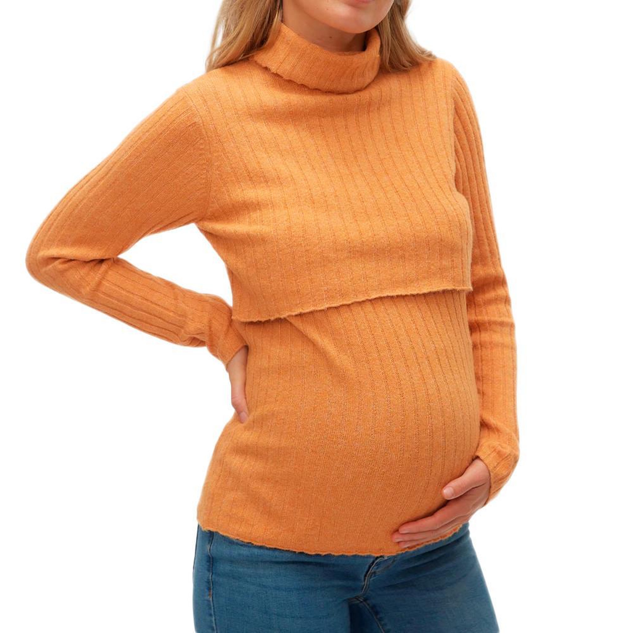 MAMALICIOUS Pull de Grossesse Orange Femme Mamalicious Suniva. Coloris disponibles : Orange