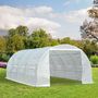 Voir la diapositive 2 : OUTSUNNY Serre de jardin tunnel surface sol 18 m² 6L x 3l x 2H m châssis tubulaire renforcé 24 mm 8 fenêtres blanc