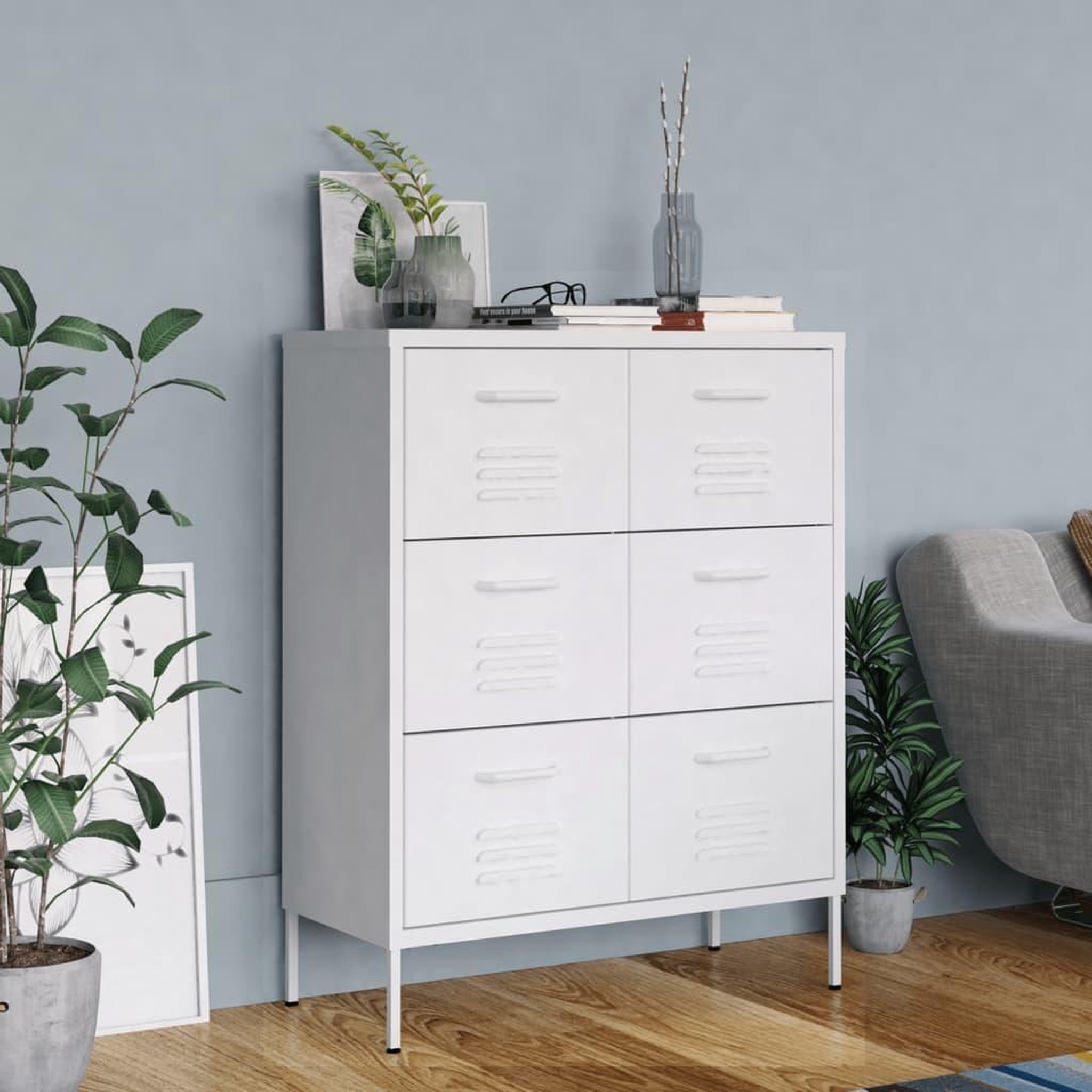 VIDAXL Armoire a tiroirs Blanc 80x35x101,5 cm Acier