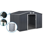 Habitat et Jardin Abri de jardin métal -  Vegas - 12.98 m² avec gouttière et récupérateur d'eau -  Vegas  - Gris