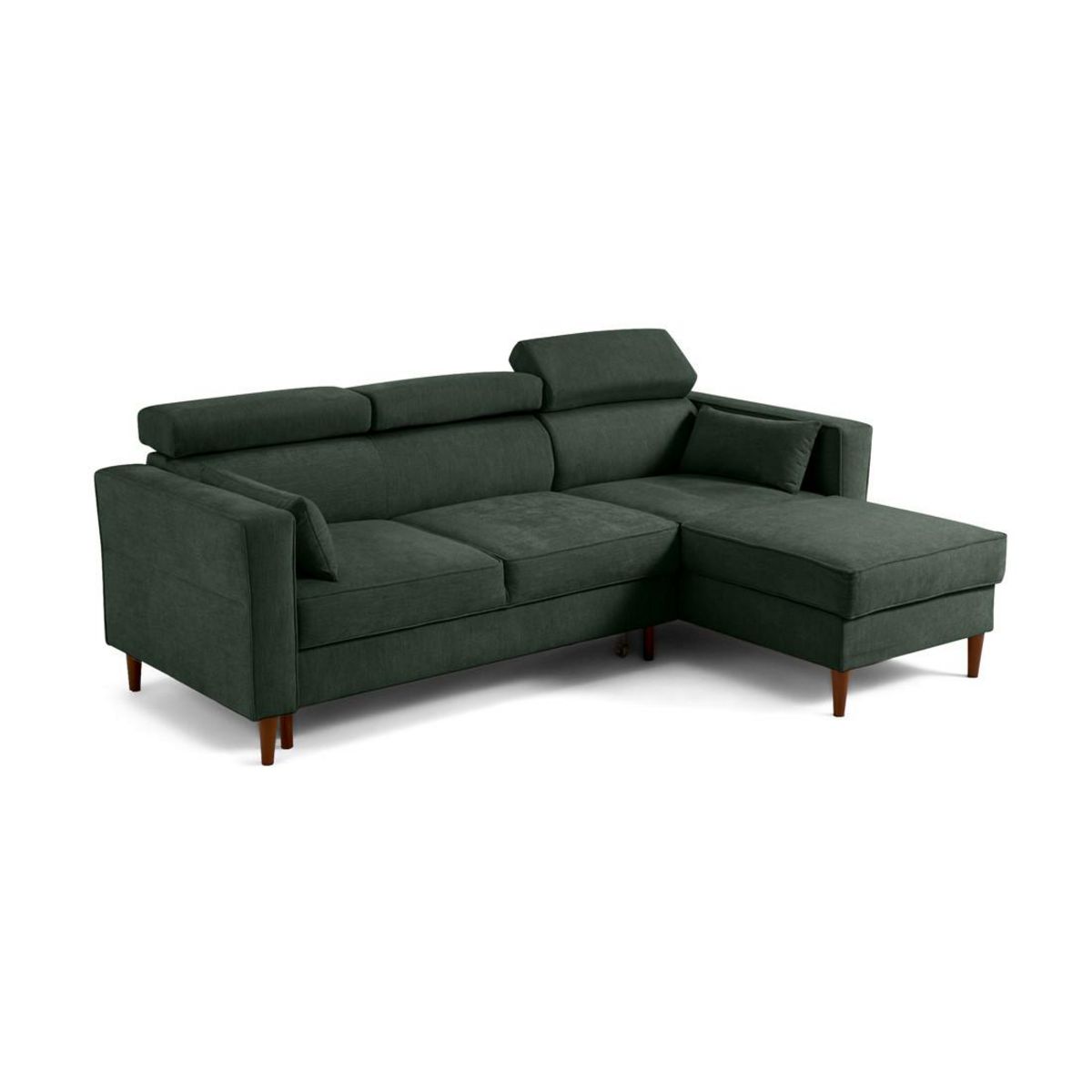 BEST MOBILIER Alicante - canapé d'angle réversible convertible avec têtières - coffre - 4 places - en tissu texturé