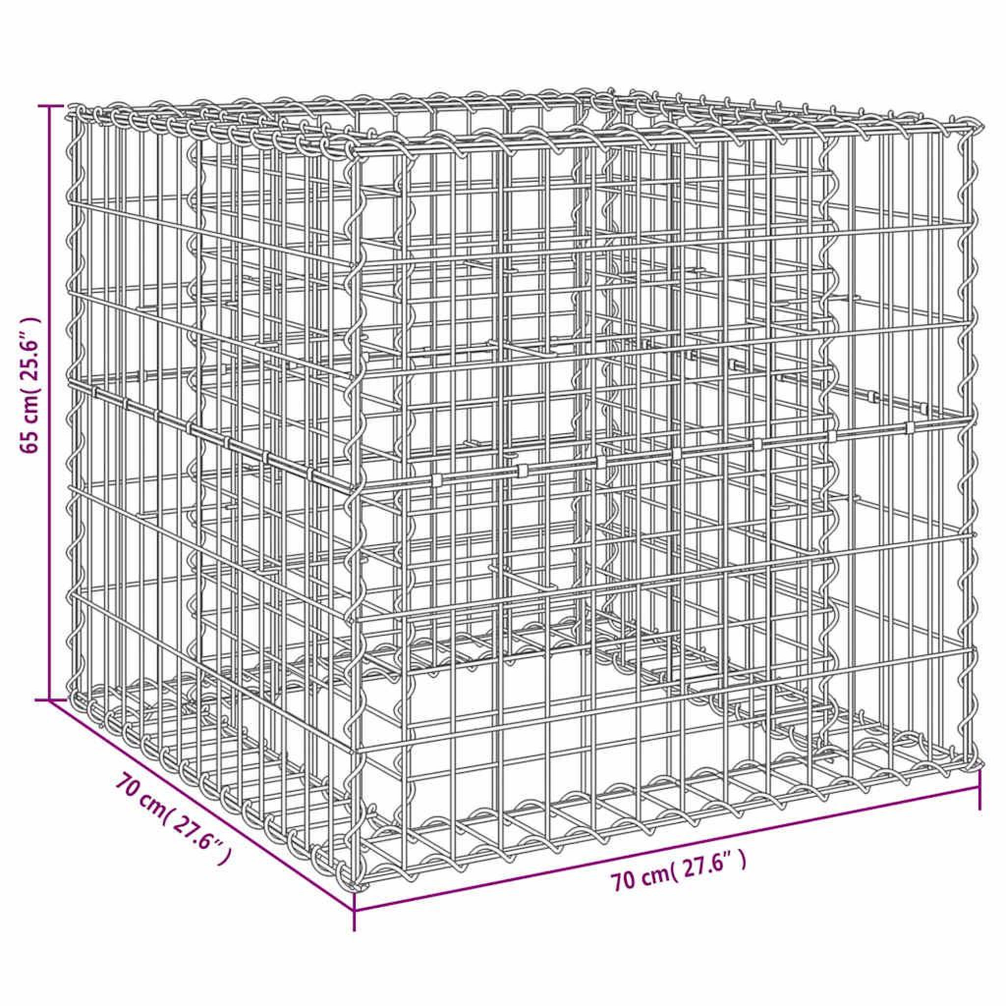 Voir la diapositive 6 : VIDAXL Panier de gabions argente 70x70x65 cm fer galvanise