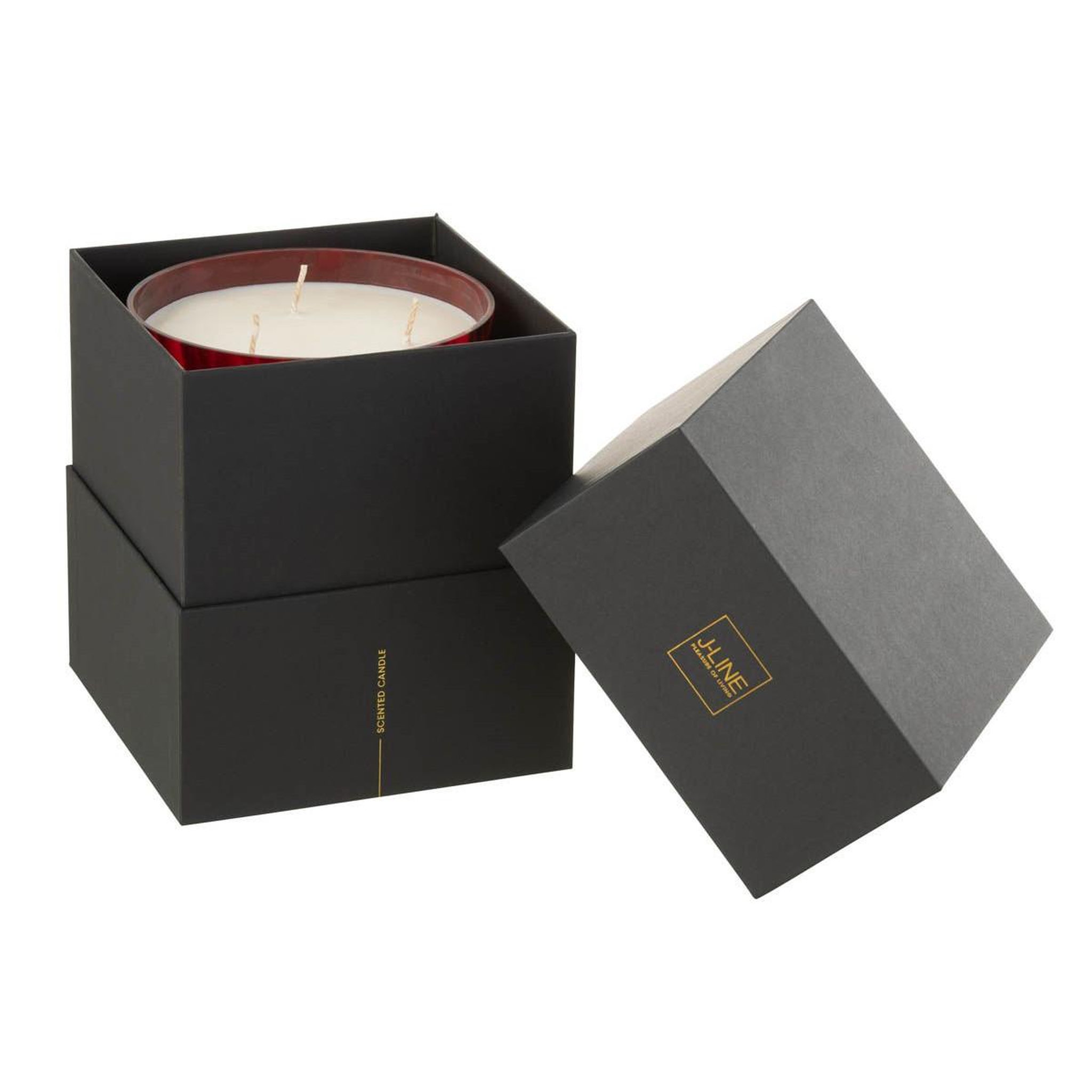 Voir la diapositive 4 : J-LINE Bougie parfumée  noa  20cm bois de santal rouge