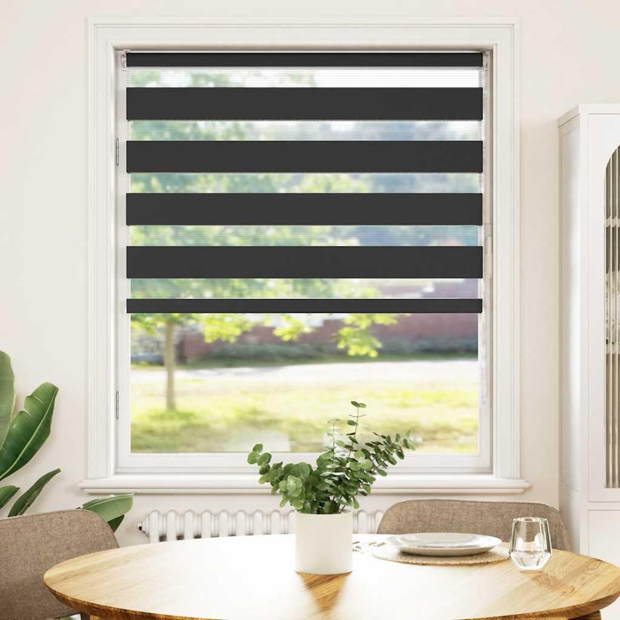 Voir la diapositive 2 : VIDAXL Store zebre noir 105x100 cm largeur du tissu 100,9 cm polyester