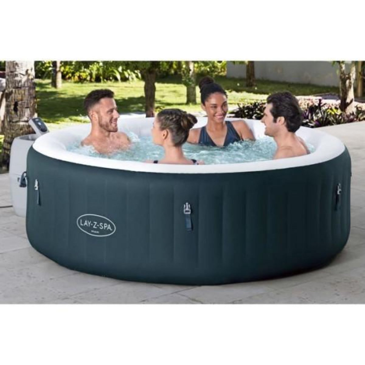 BESTWAY Spa gonflable BESTWAY - Lay-Z-Spa Miami - 140 airjets - 196 x 66 cm - 4 a 6 places - Rond (couverture, cartouche, diffuseur)