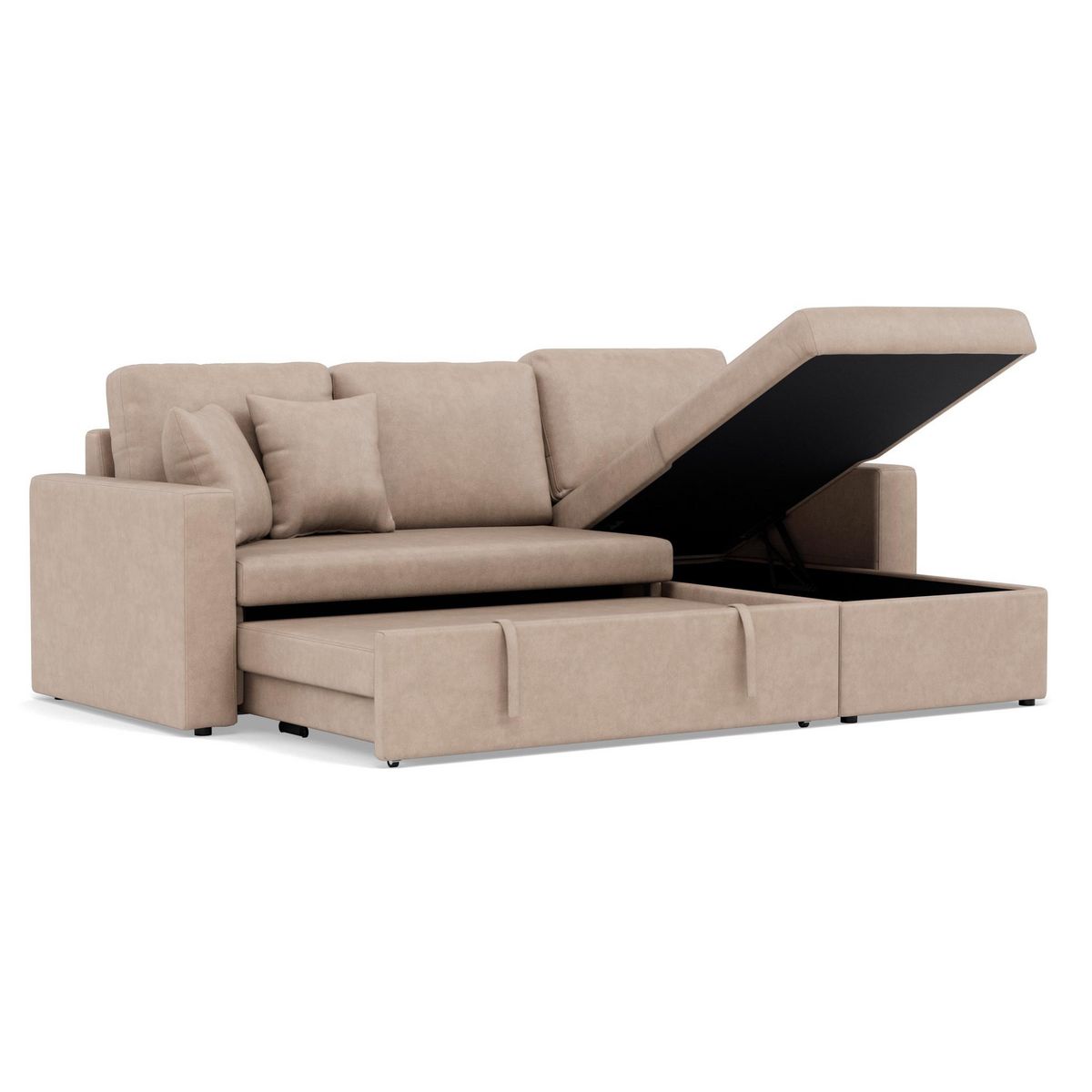 BEST MOBILIER Cyrus - canapé d'angle réversible 4 places - convertible avec coffre - en simili