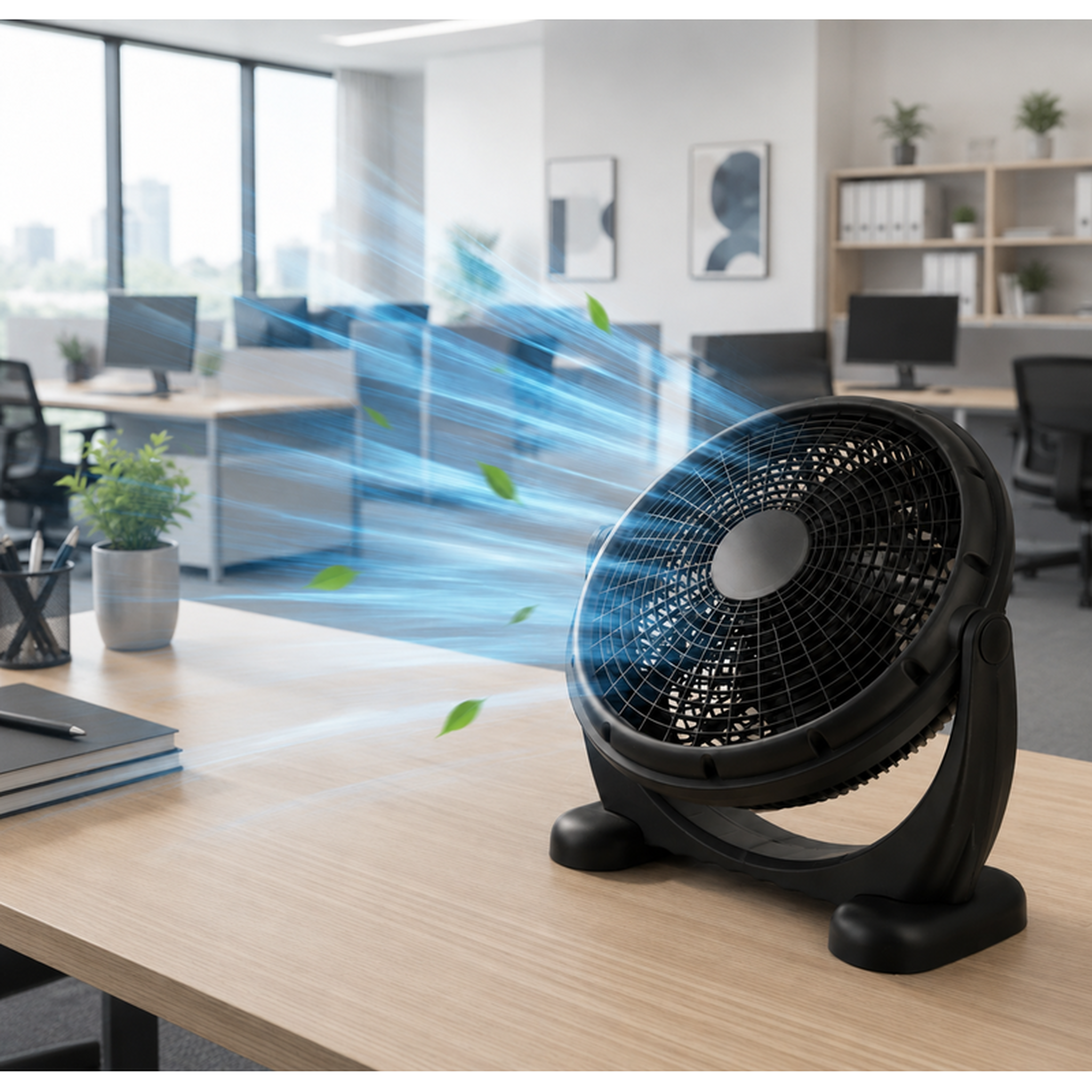 Voir la diapositive 5 : Ventilateur de sol et table rond inclinable 36 cm – noir 50w