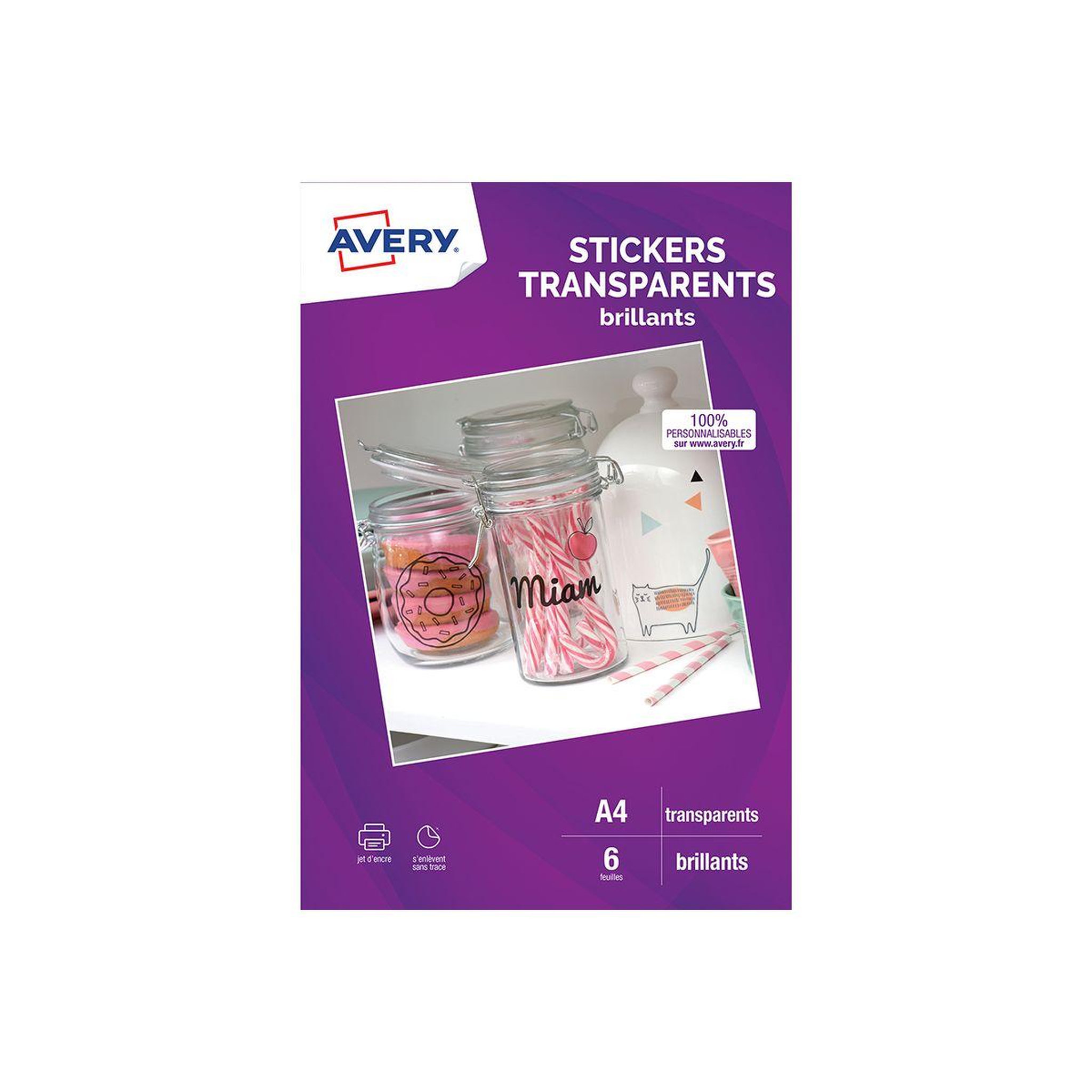AVERY Papier créatif 6 stikers transparents a4