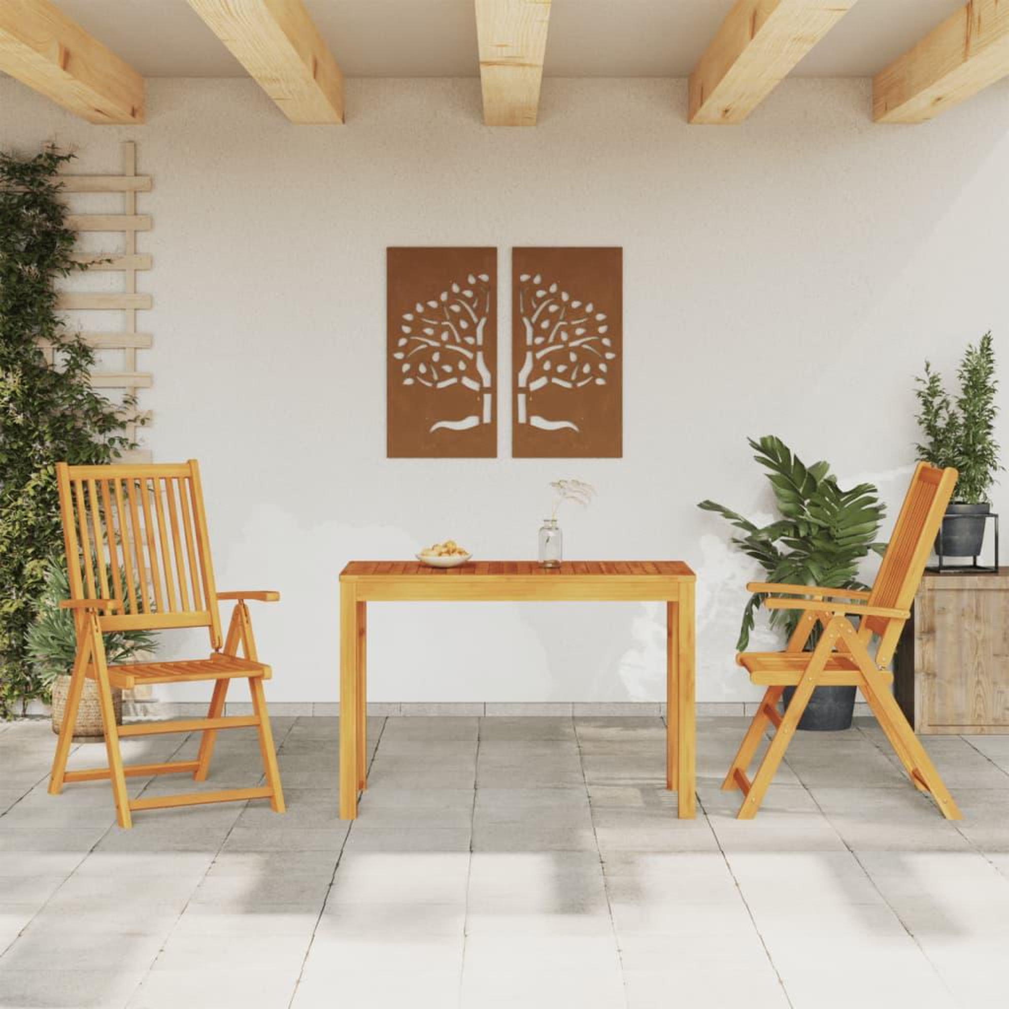 VIDAXL Ensemble a manger de jardin 3 pcs Bois d'acacia solide
