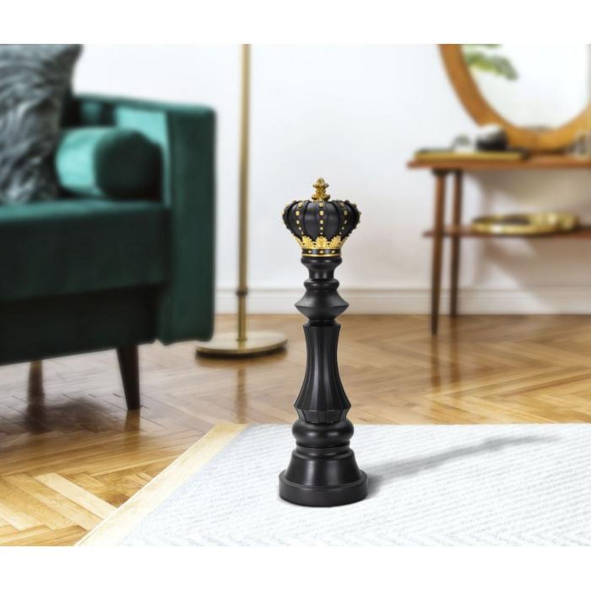 Paris Prix Pièce d'Échec Déco en Résine  Renne Couronne  50cm Noir