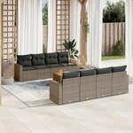 VIDAXL Salon de jardin 9 pcs avec coussins gris resine tressee