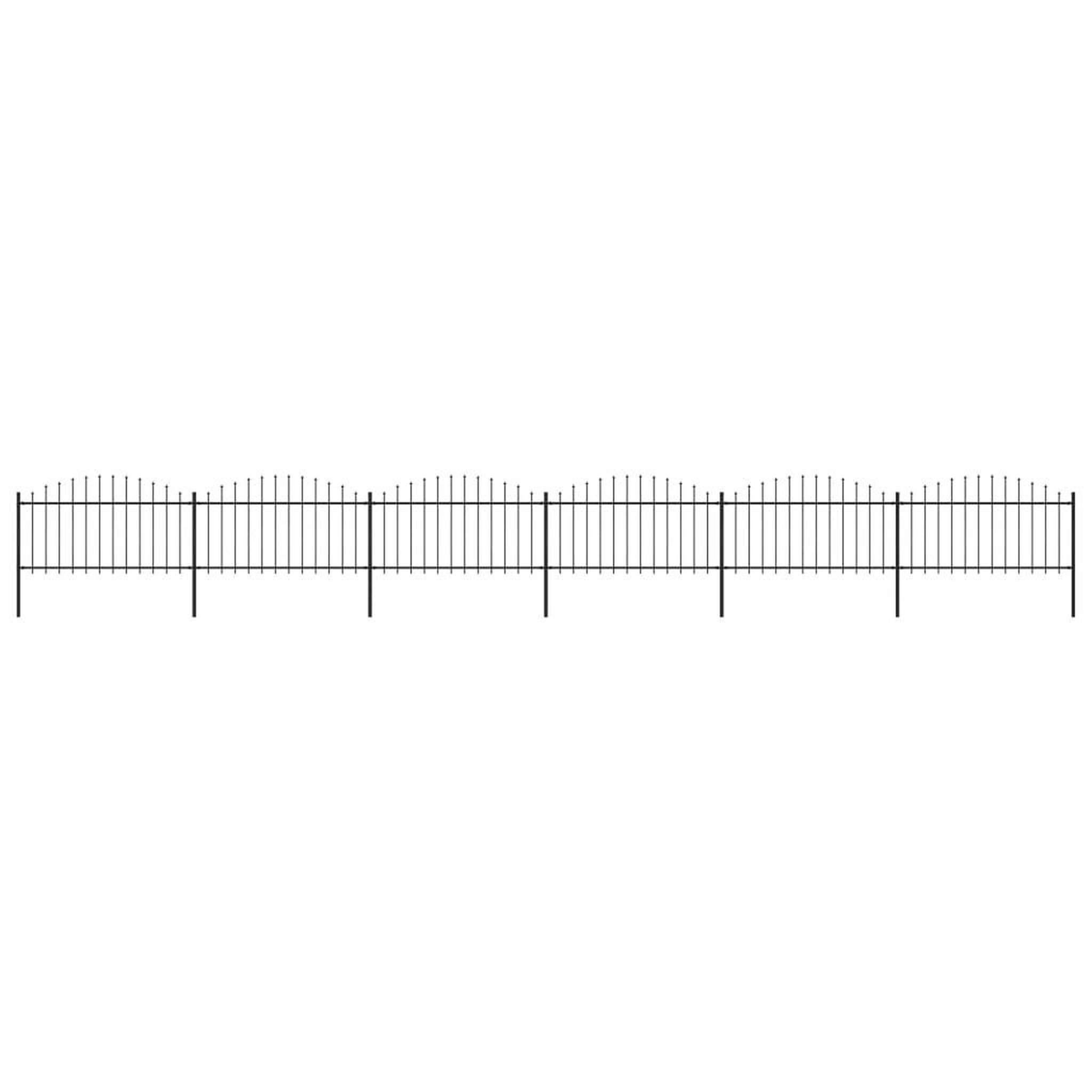 VIDAXL Cloture de jardin a dessus en lance Acier (1,25-1,5)x10,2m Noir