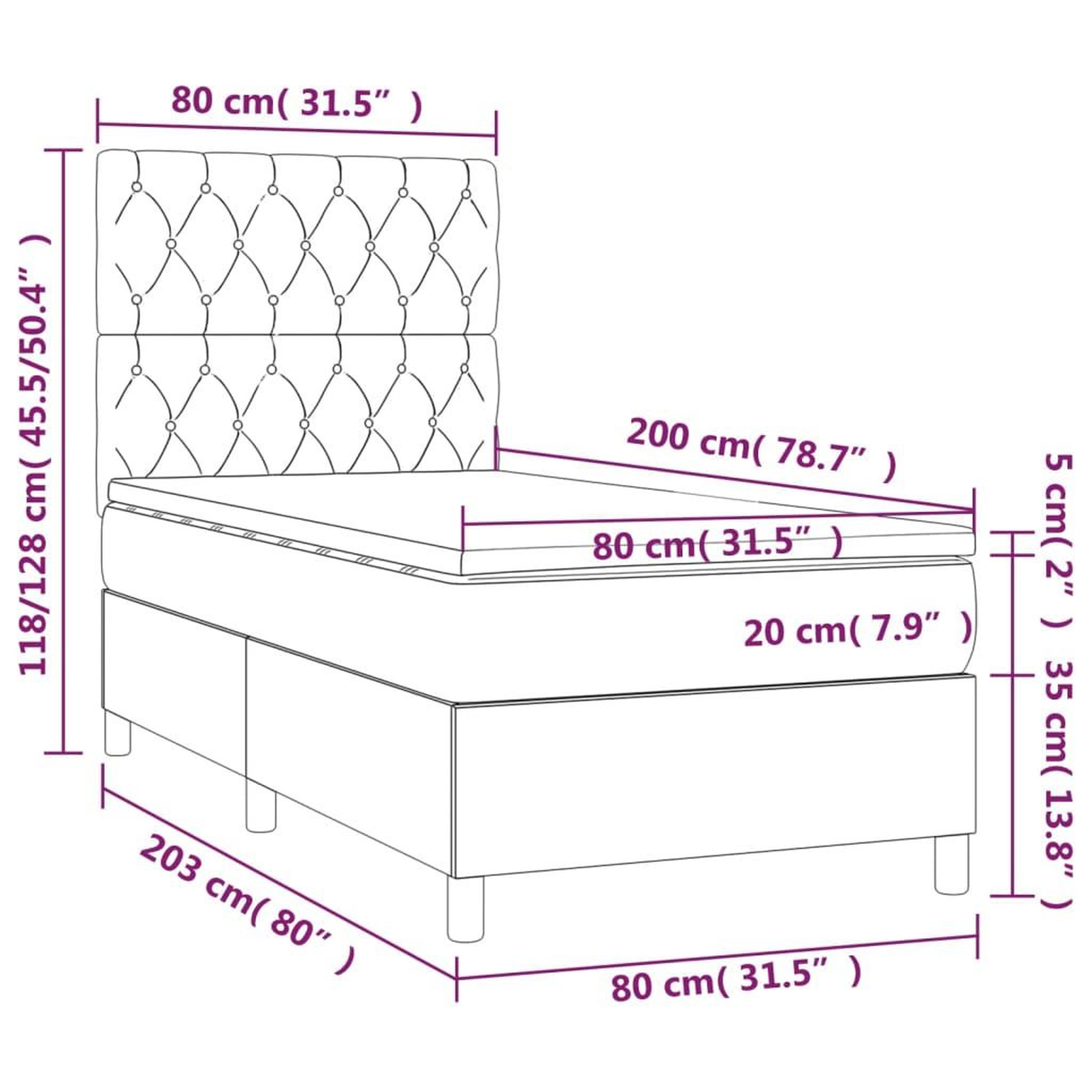 Voir la diapositive 6 : VIDAXL Sommier a lattes de lit avec matelas et LED Noir 80x200cm Tissu