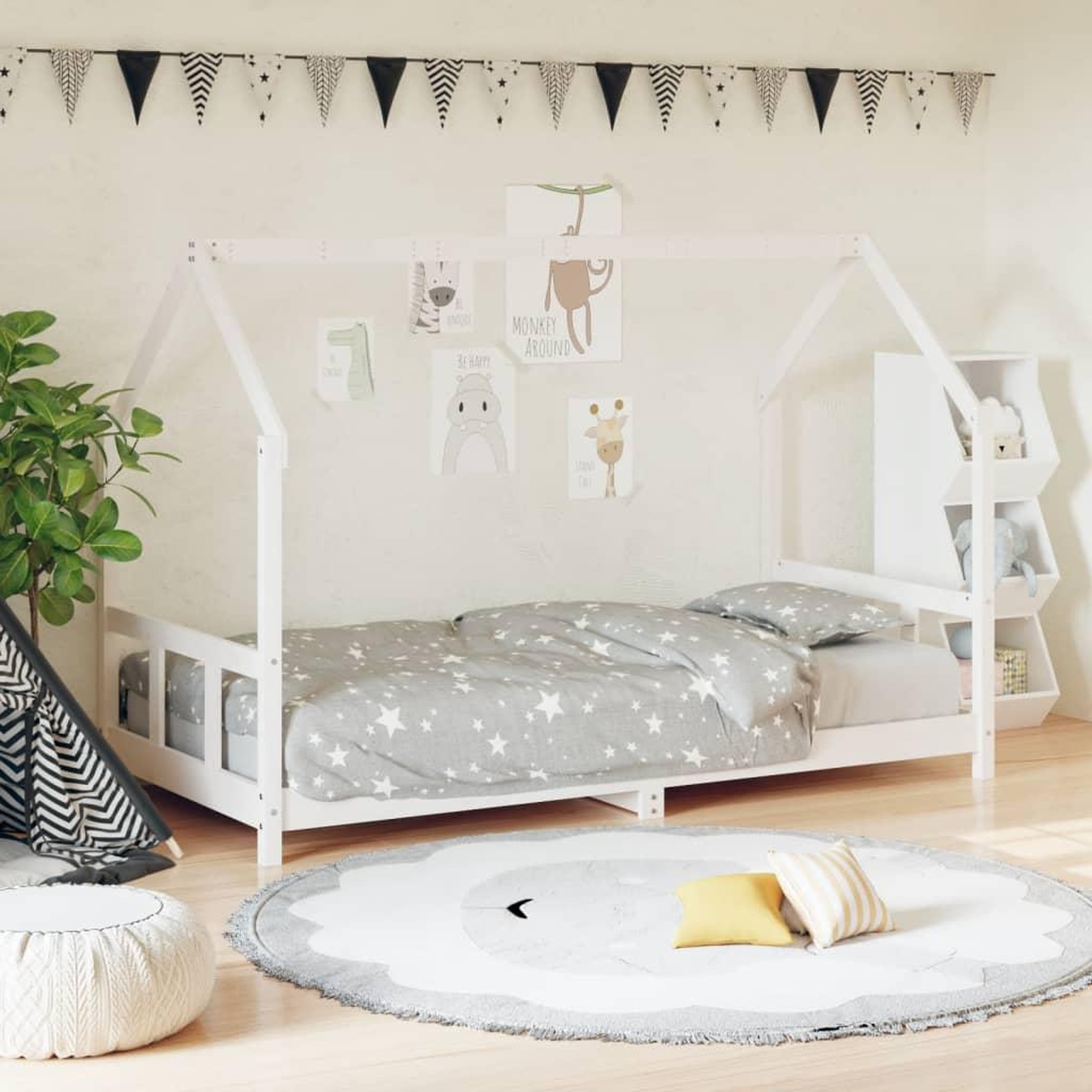 VIDAXL Cadre de lit pour enfants blanc 90x190 cm bois de pin massif