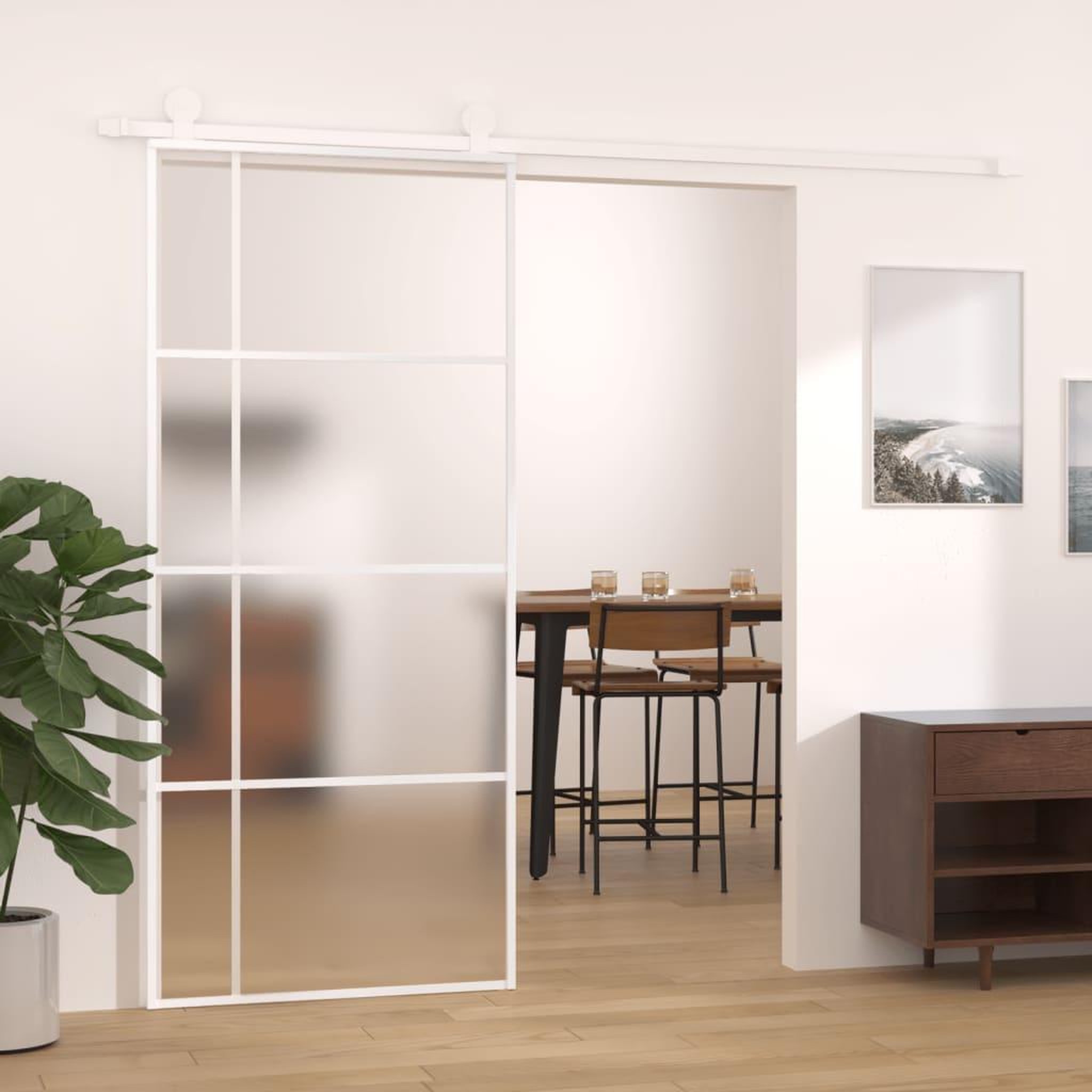 VIDAXL Porte coulissante Verre ESG depoli et aluminium 90x205 cm Blanc