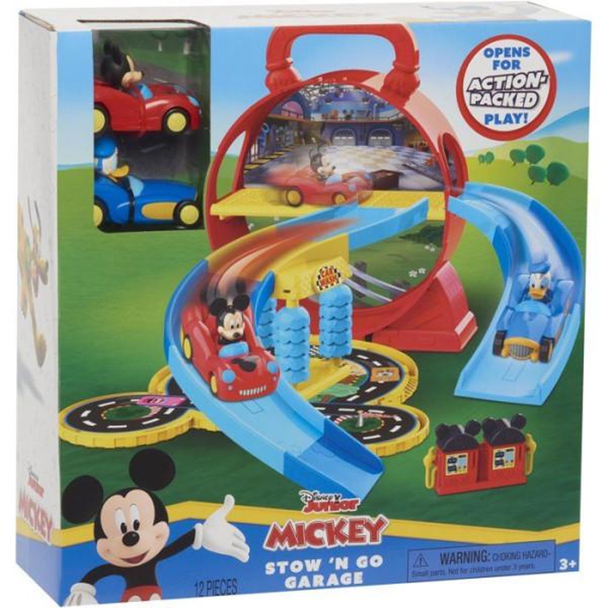 Voir la diapositive 2 : DISNEY Garage transportable - disney - mickey mouse stow n' go - 12 accessoires - 2 véhicules inclus