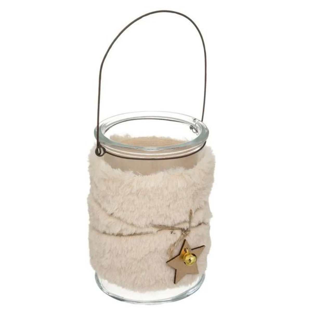 ATMOSPHERA Photophore Imitation Fourrure  Laponie  14cm Beige