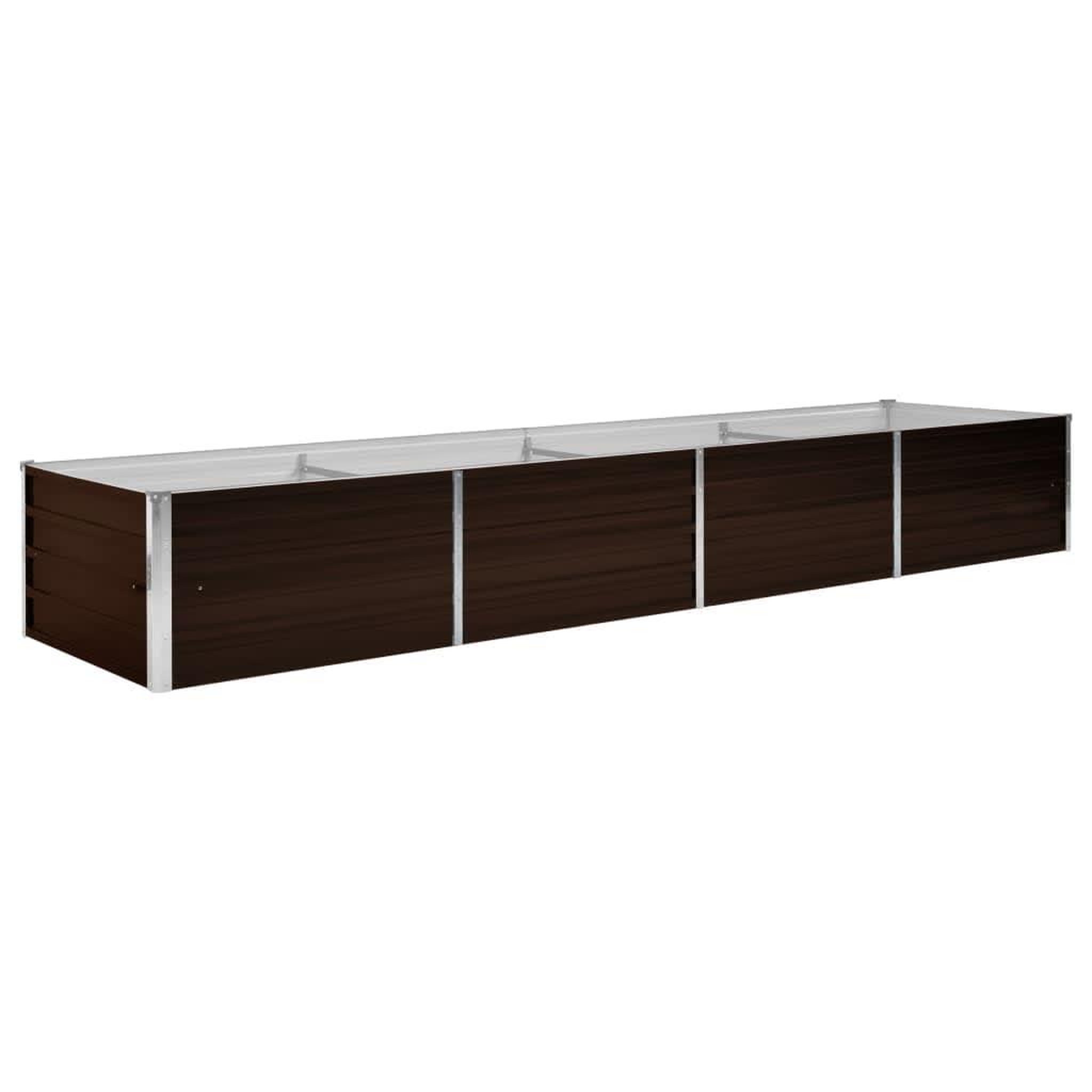 Voir la diapositive 2 : VIDAXL Lit sureleve de jardin Marron 320x80x45 cm Acier galvanise