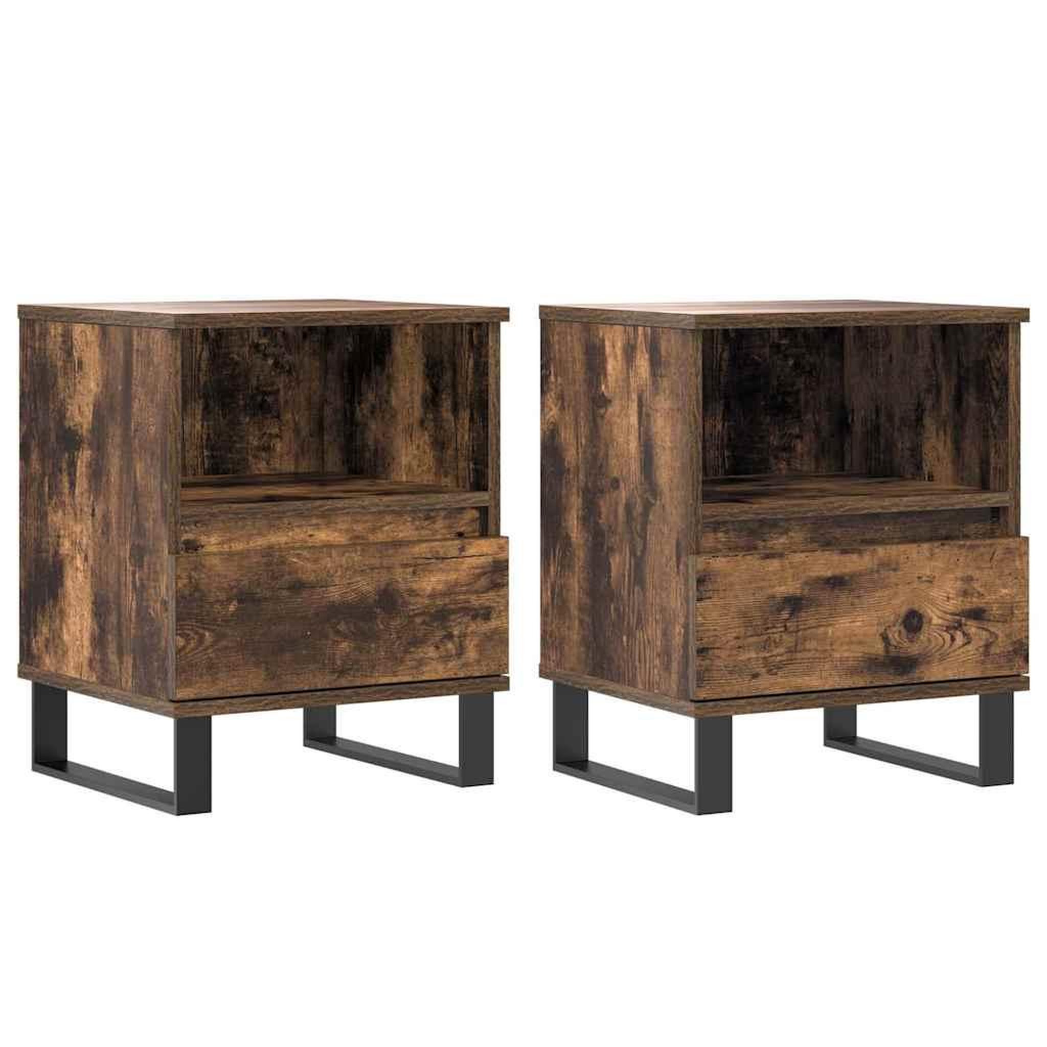 Voir la diapositive 2 : VIDAXL Tables de chevet 2 pcs chene fume 40x35x50 cm bois ingenierie