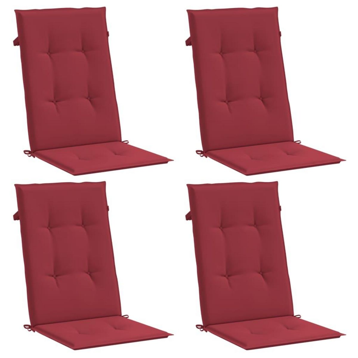 VIDAXL Coussins de chaise de jardin a dossier haut lot de 4 bordeaux