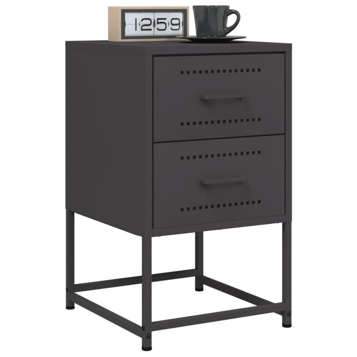 VIDAXL Tables de chevet 2 pcs noir 36x39x60,5 cm acier