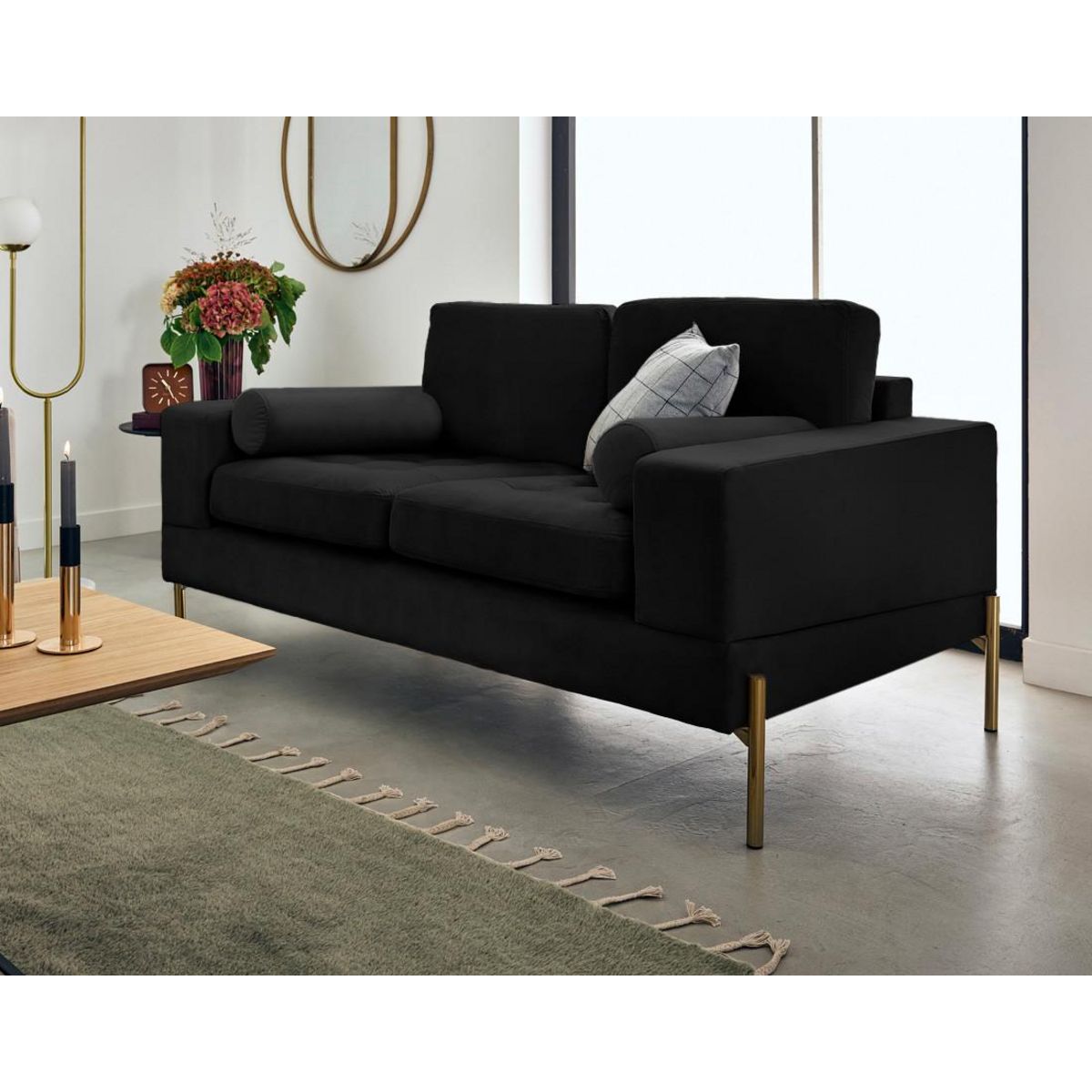 LISA DESIGN Isaure - canapé droit 2 places en velours