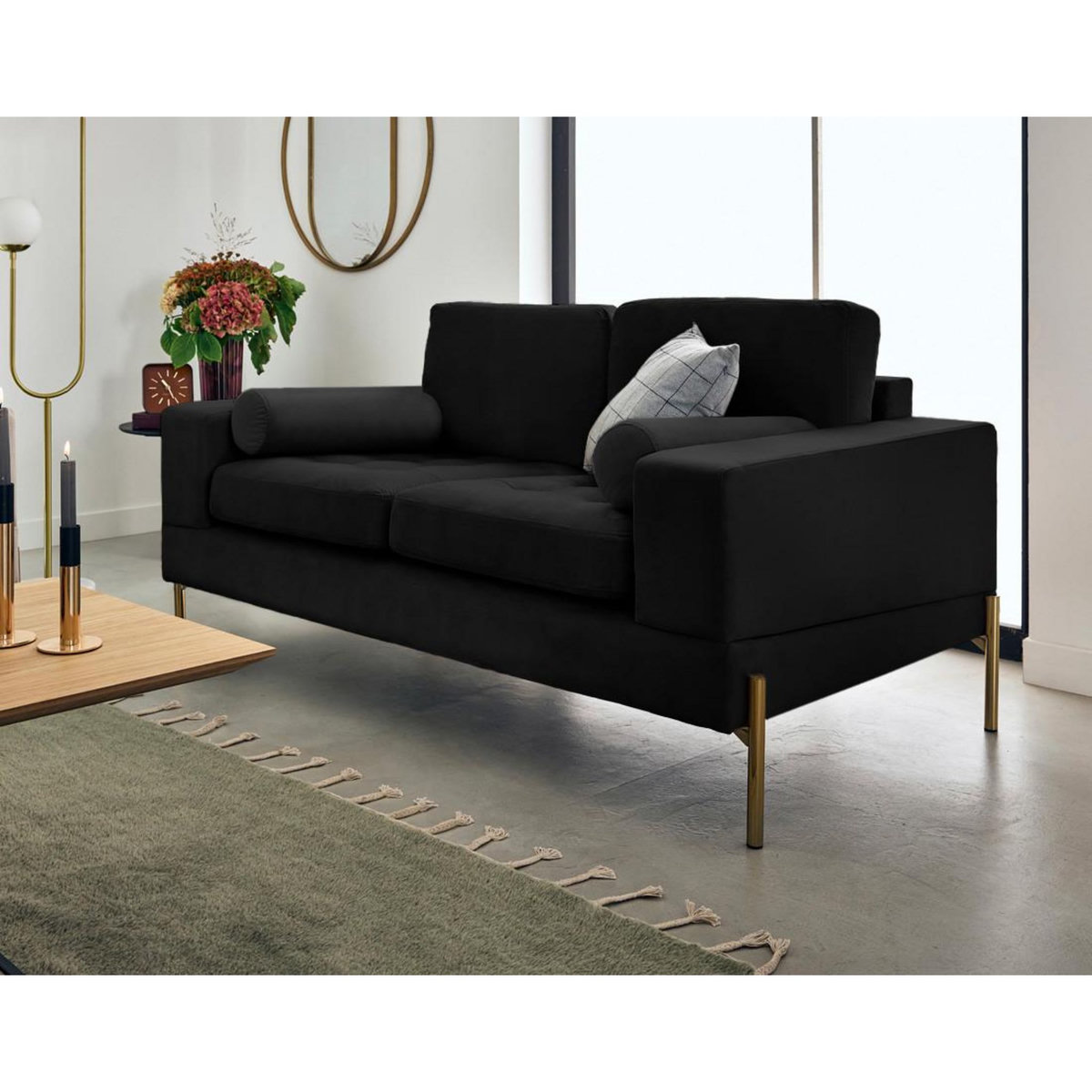 LISA DESIGN Isaure - canapé droit 2 places en velours