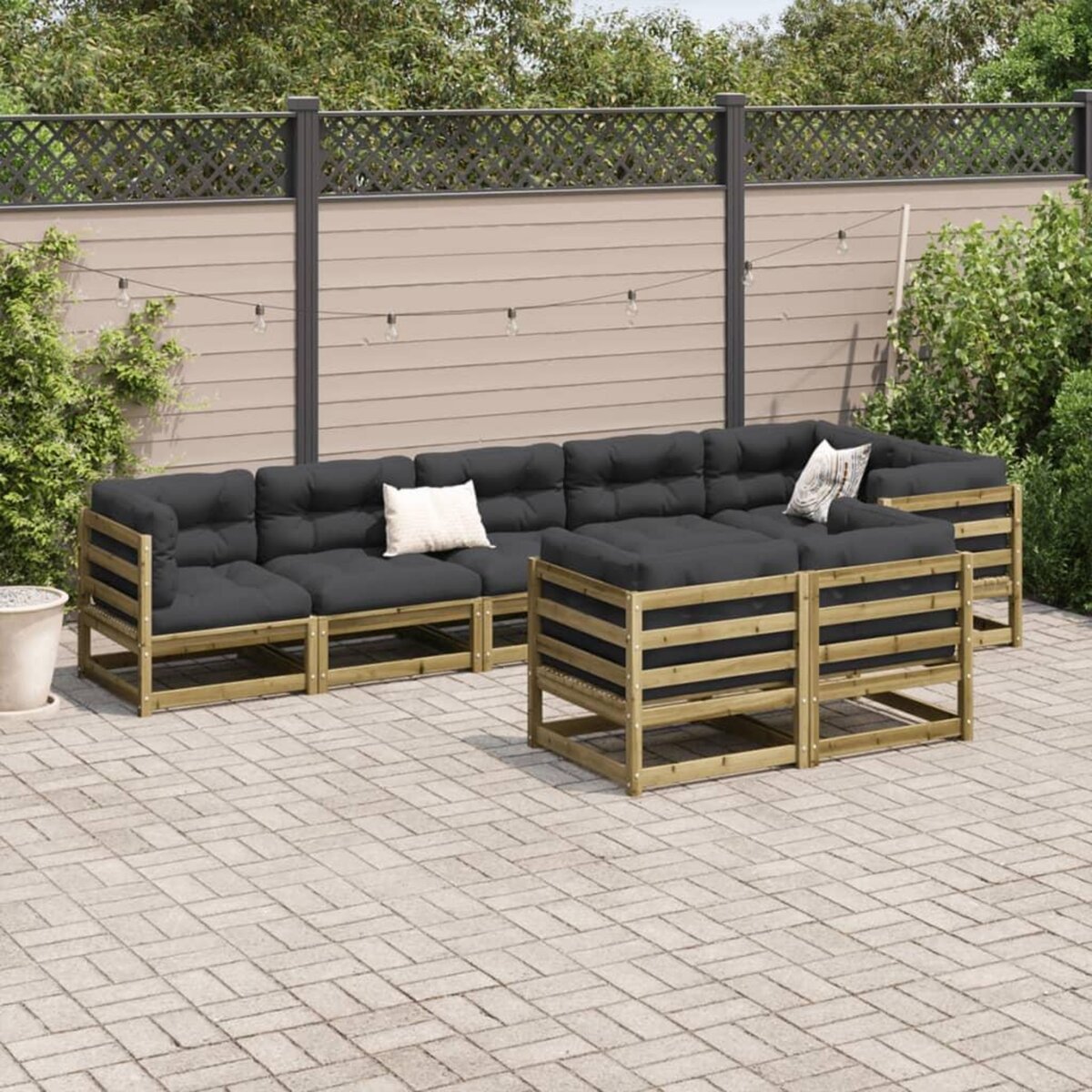 VIDAXL Salon de jardin 8 pcs avec coussins bois de pin impregne