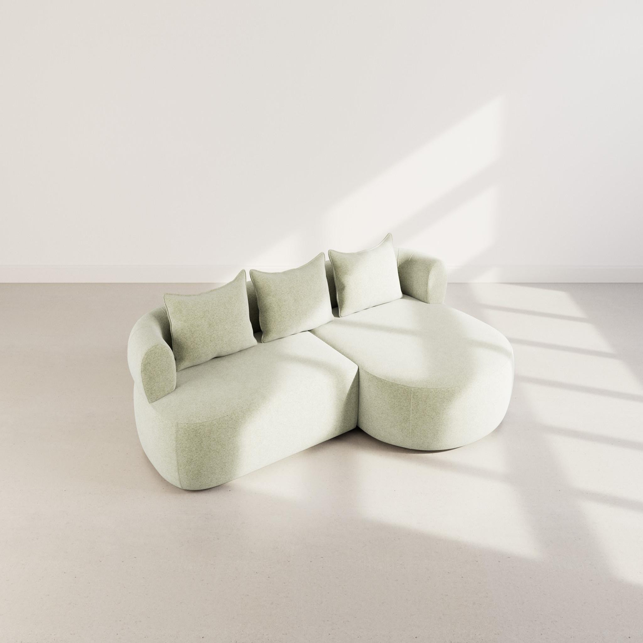 Voir la diapositive 3 : BEST MOBILIER Angela - canapé d'angle droit 4 places en velours texturé