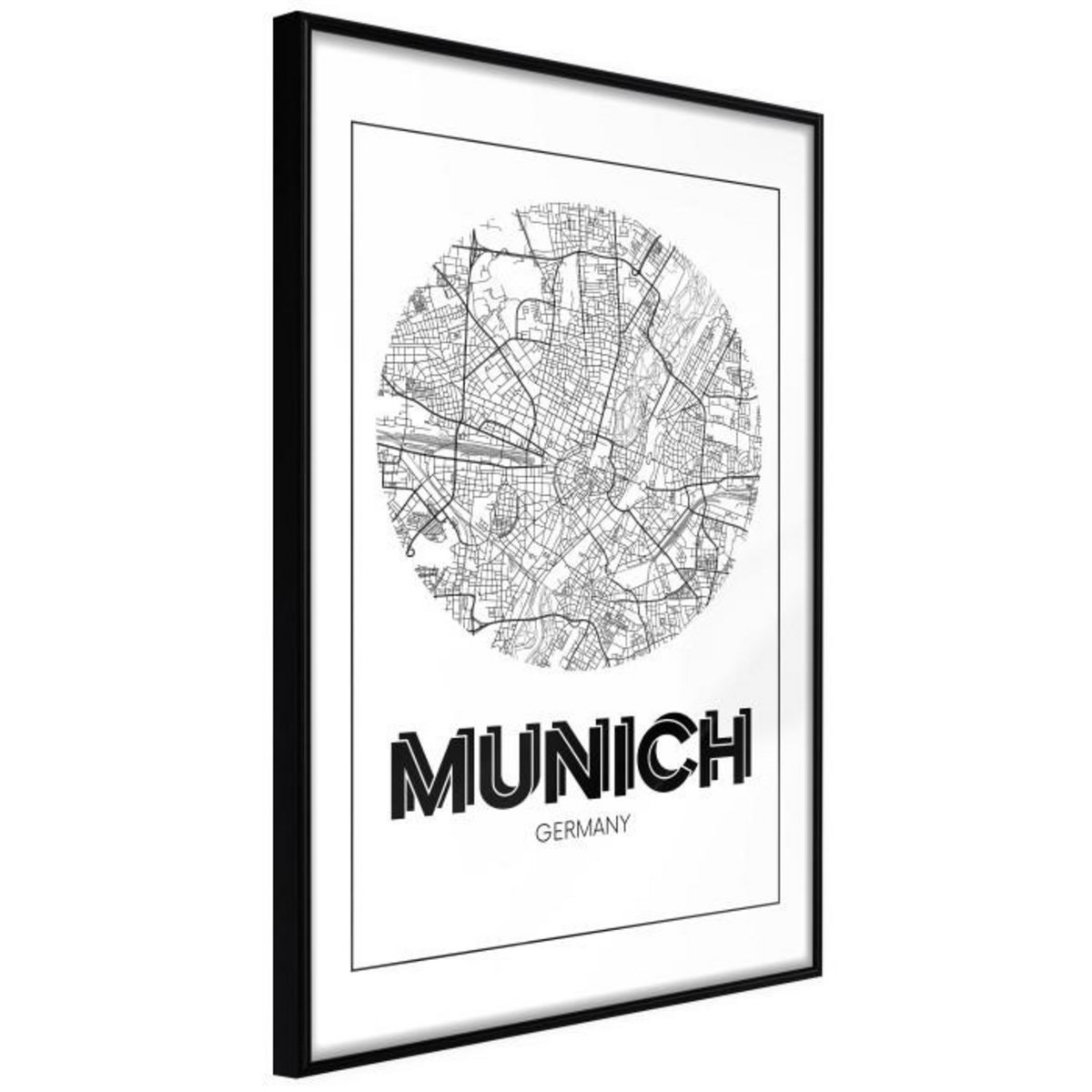 Paris Prix Affiche Murale Encadrée  City Map Munich Round