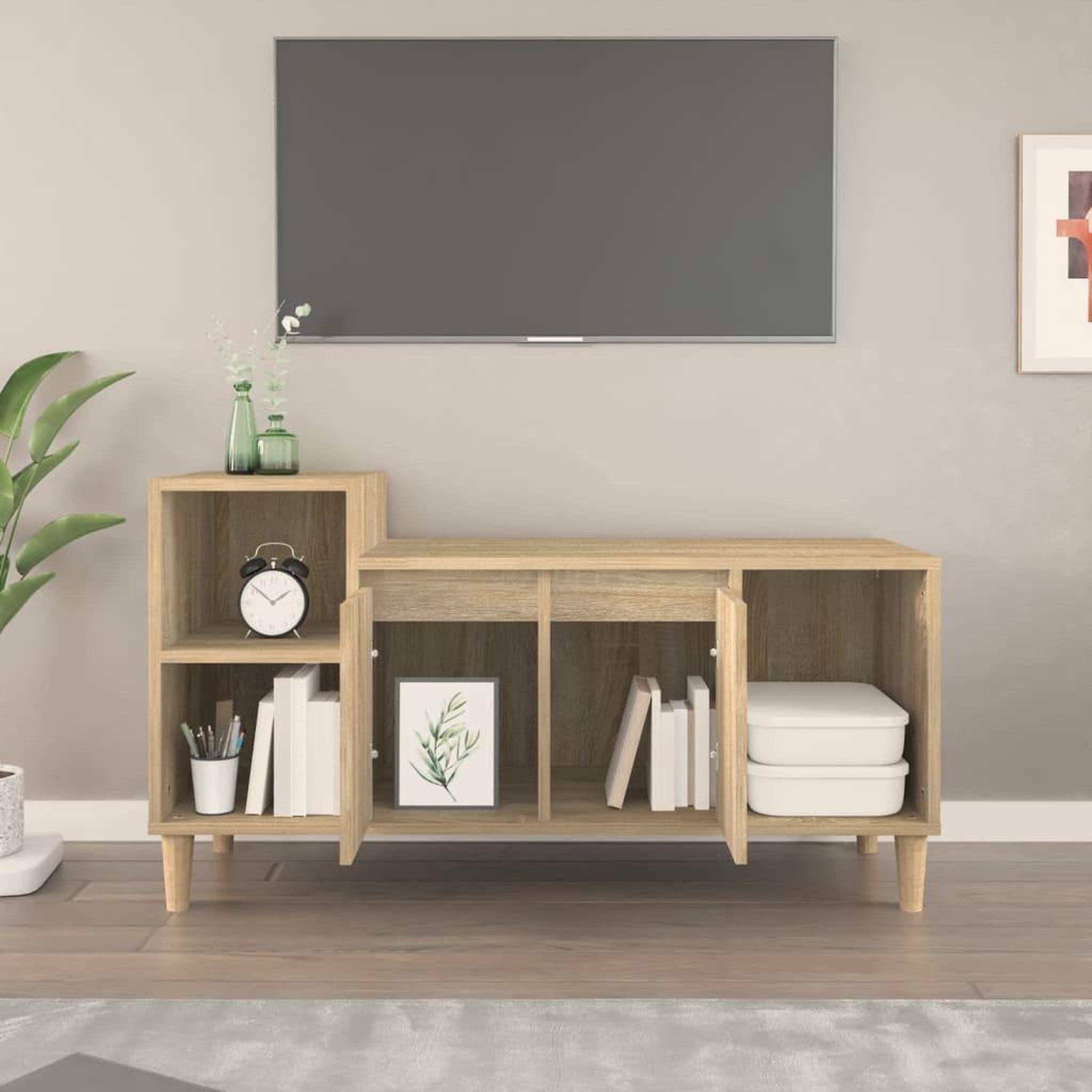 Voir la diapositive 3 : VIDAXL Meuble TV Chene sonoma 100x35x55 cm Bois d'ingenierie