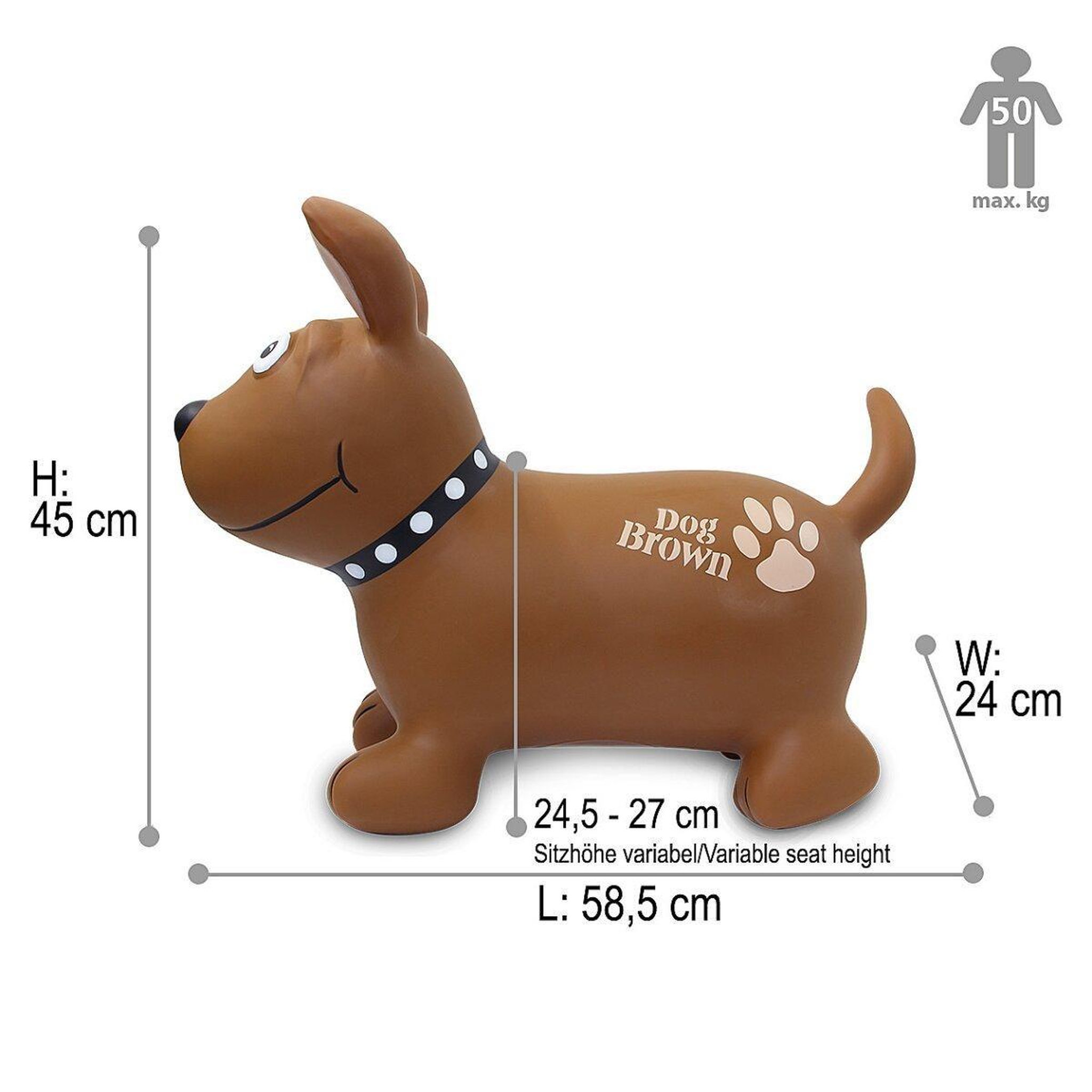 Voir la diapositive 2 : Jamara Animal rebondissante dog brown hoppydoo avec pompe