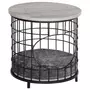 PAWHUT Panier chat cosy grand confort table basse 2 en 1 coussin amovible acier noir panneaux particules aspect bois gris