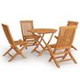 Voir la diapositive 2 : VIDAXL Ensemble a manger de jardin 5 pcs Bois de teck massif