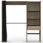 Voir la diapositive 3 : ID MARKET Dressing extensible MARTY 120/170 x 50 x 180 cm hêtre avec étagères + double penderie + rideau noir