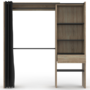 Voir la diapositive 3 : ID MARKET Dressing extensible MARTY 120/170 x 50 x 180 cm hêtre avec étagères + double penderie + rideau noir