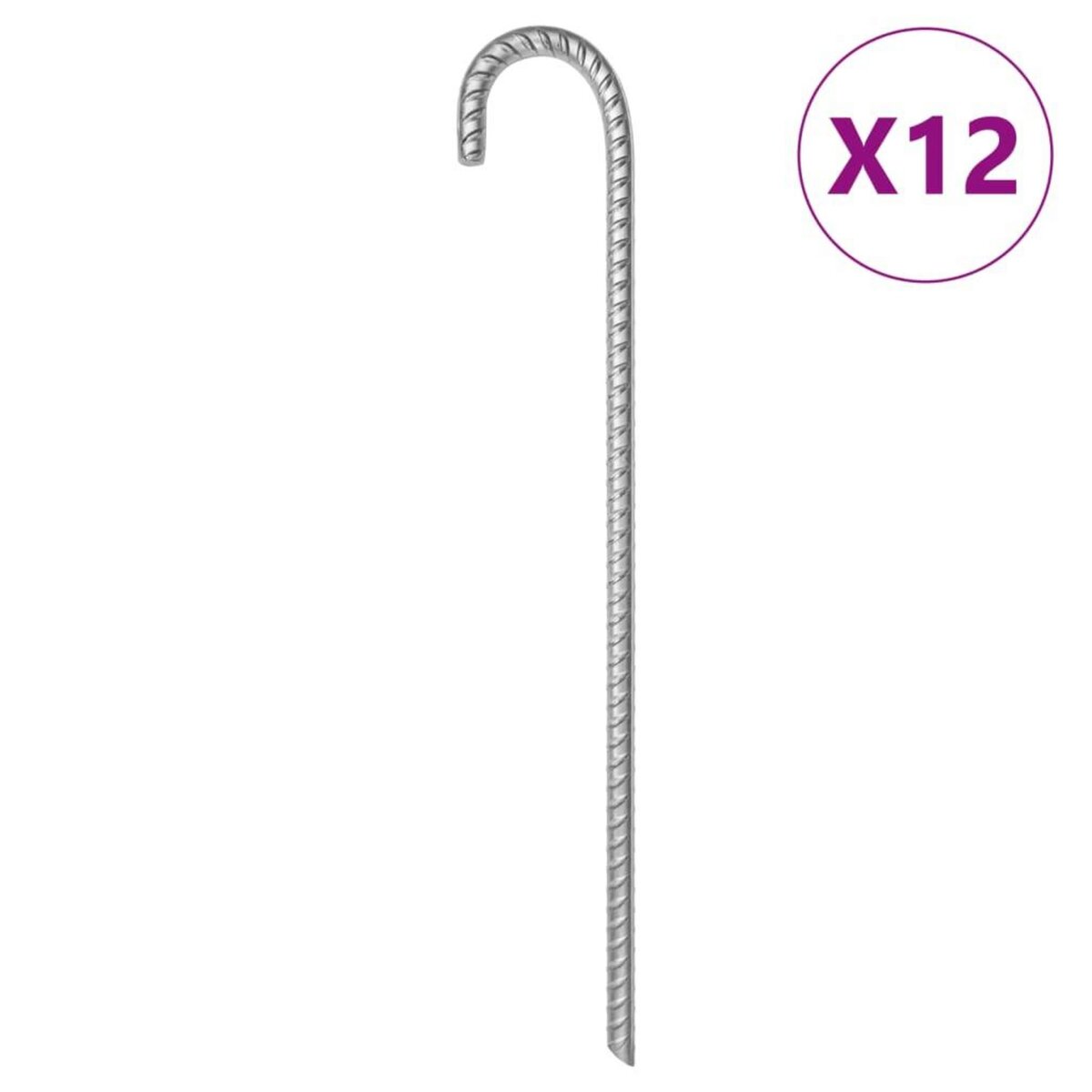 VIDAXL Piquets de tente 12 pcs 41,5 cm Ø12 mm acier galvanise