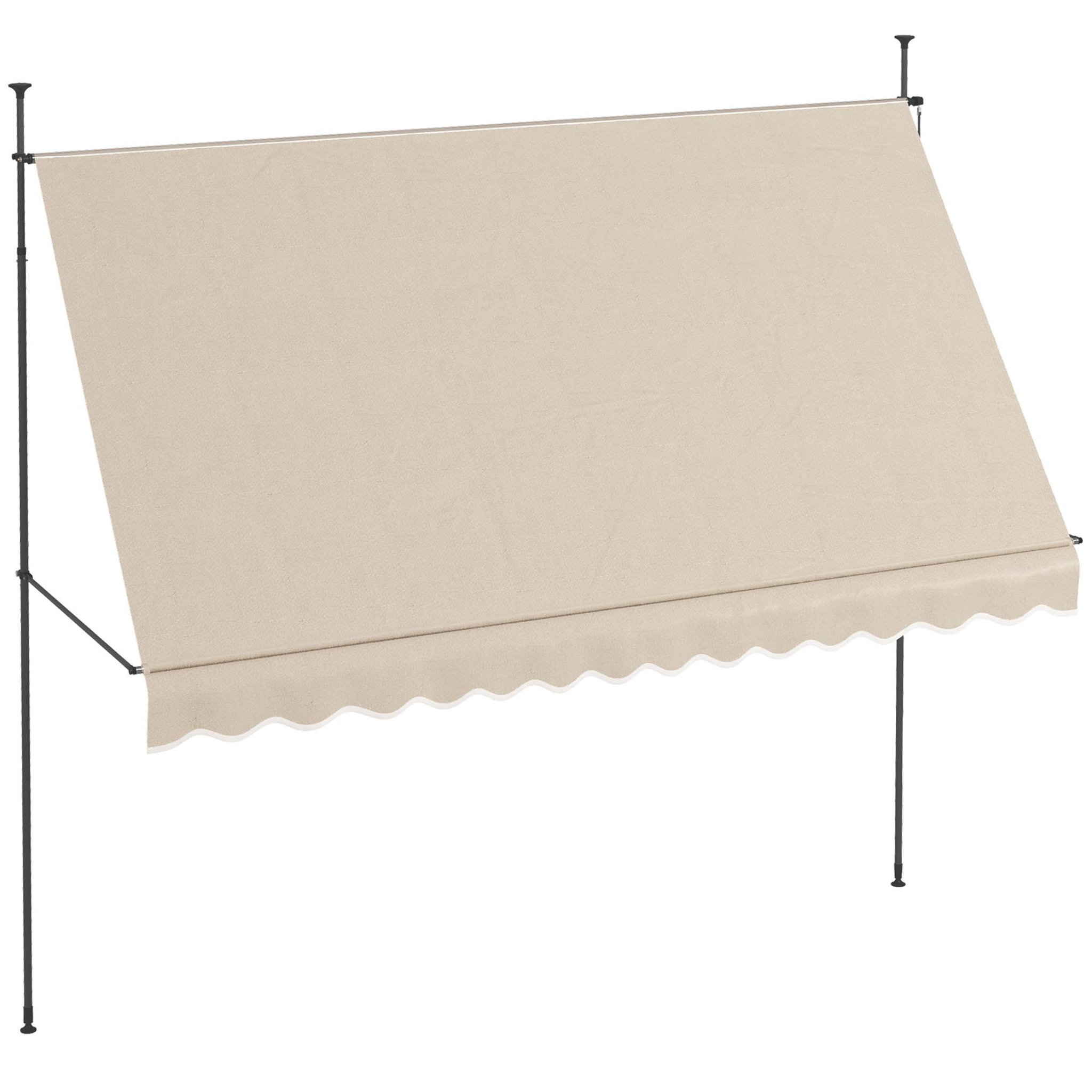 Voir la diapositive 1 : OUTSUNNY Store banne autoportant manuel rétractable 3,5L x 1,2l x 2,1-3H m inclinaison réglable métal alu polyester sable